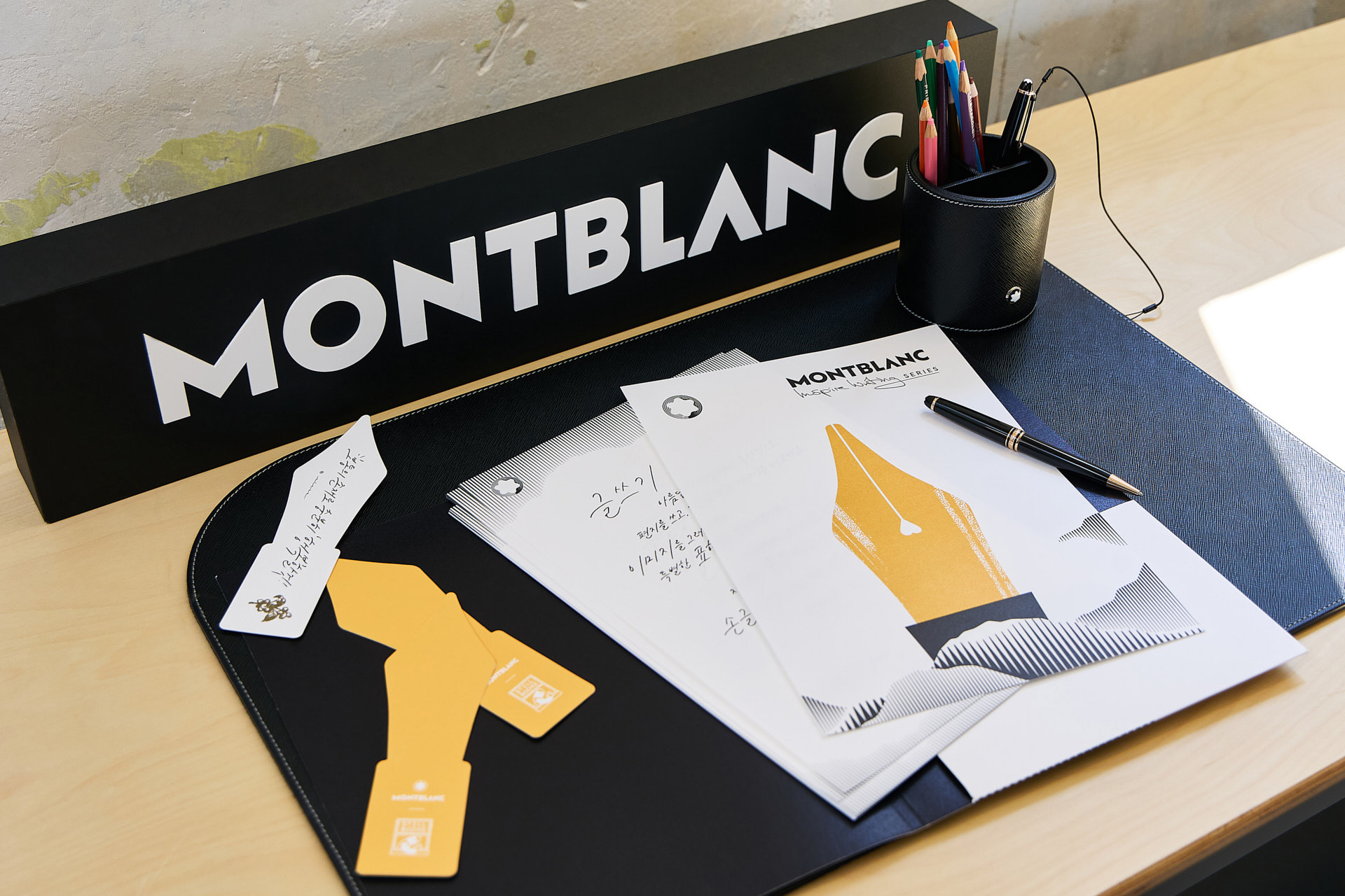몽블랑 (Montblanc) 캘리그라피 클래스 행사장 디스플레이 및 제품 연출 - joe studio (조 스튜디오)