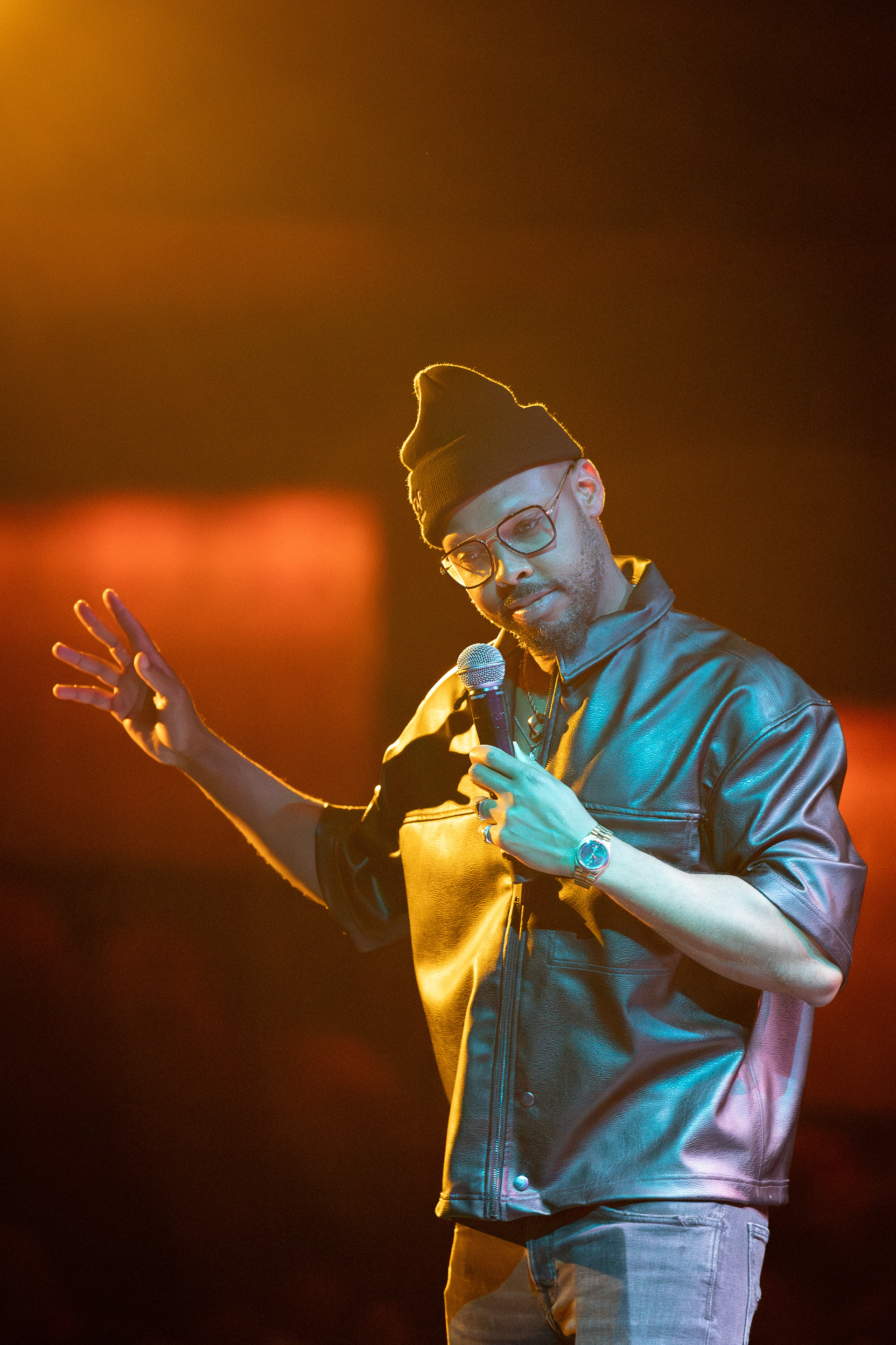 Dino Archie performing at Vogue Theater