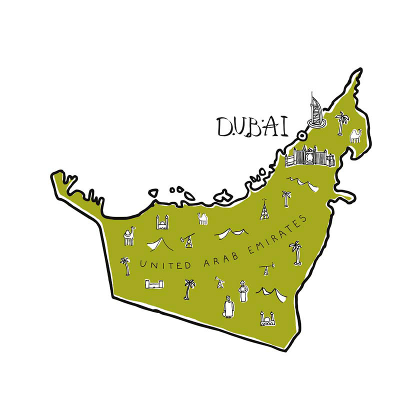 Illustrations and maps for BUPA: UAE