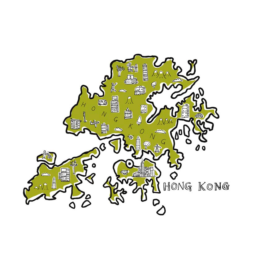 Illustrations and maps for BUPA: Hong Kong