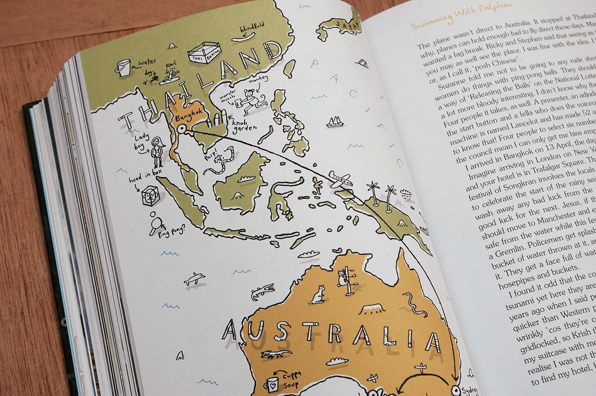Illustrations and maps for Karl Pilkington's "The Further Adventures of An Idiot Abroad" - Canongate Books (ISBN: 9780857867490).