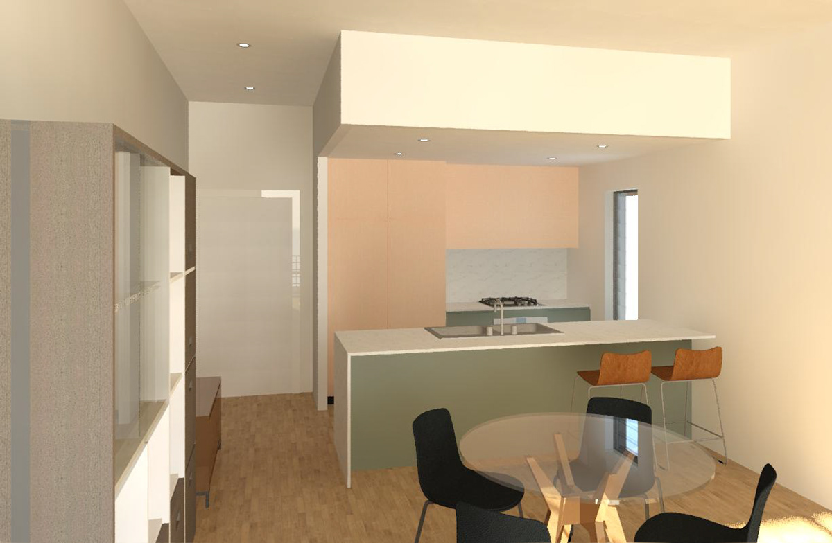 3D Day render of kitchen