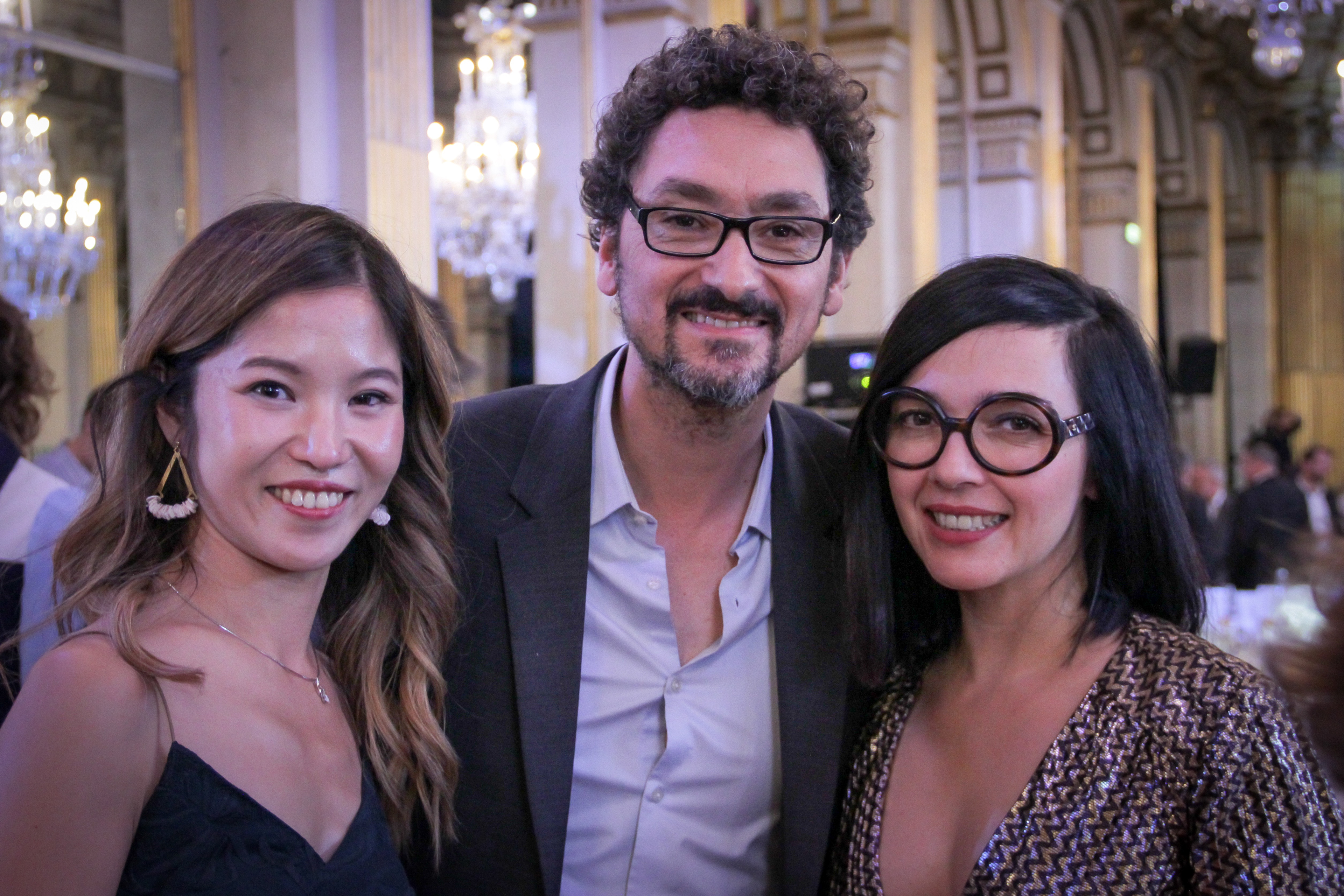 Muy-Cheng Peich, head of Education pole, David Foenkinos, writer and director, and Sylvie Hoarau, singer.