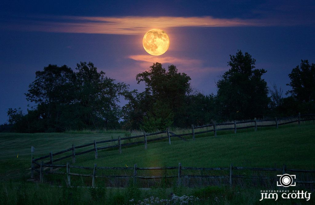 Rising of the full Thunder Moon Supermoon on July 12 2014 from Glenlaurel in Hocking Hills Ohio by Jim Crotty