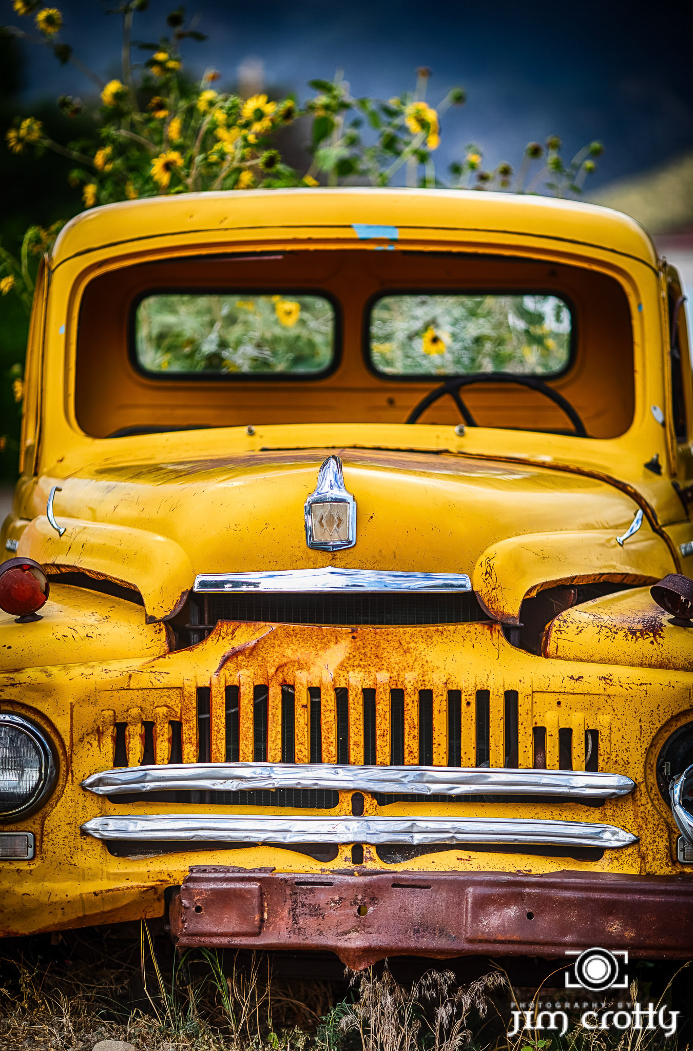 Old cars and landscape in Questa, New Mexico by Jim Crotty