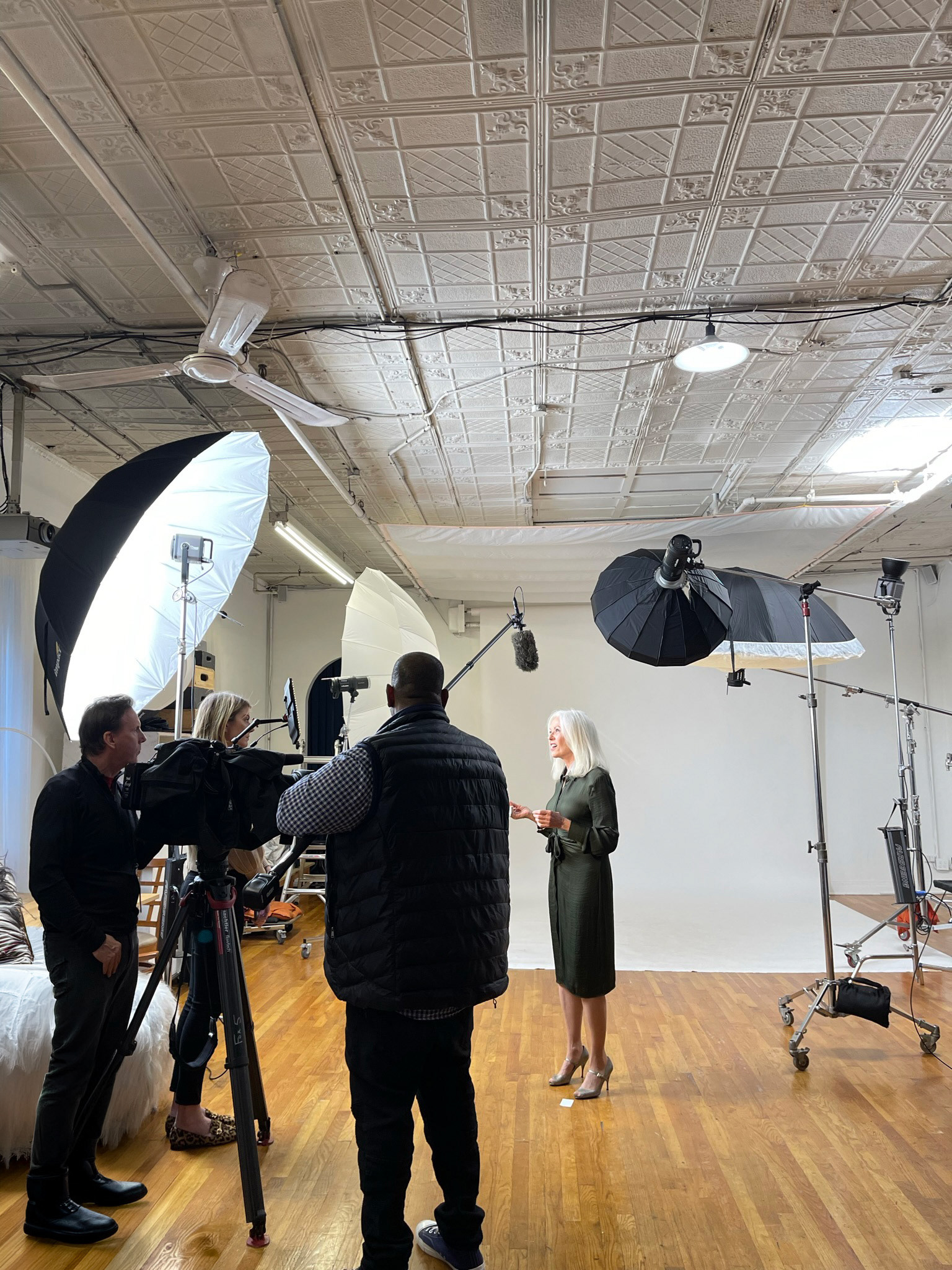 Manhattan photo studio rental in use for fashion editorial filming and production