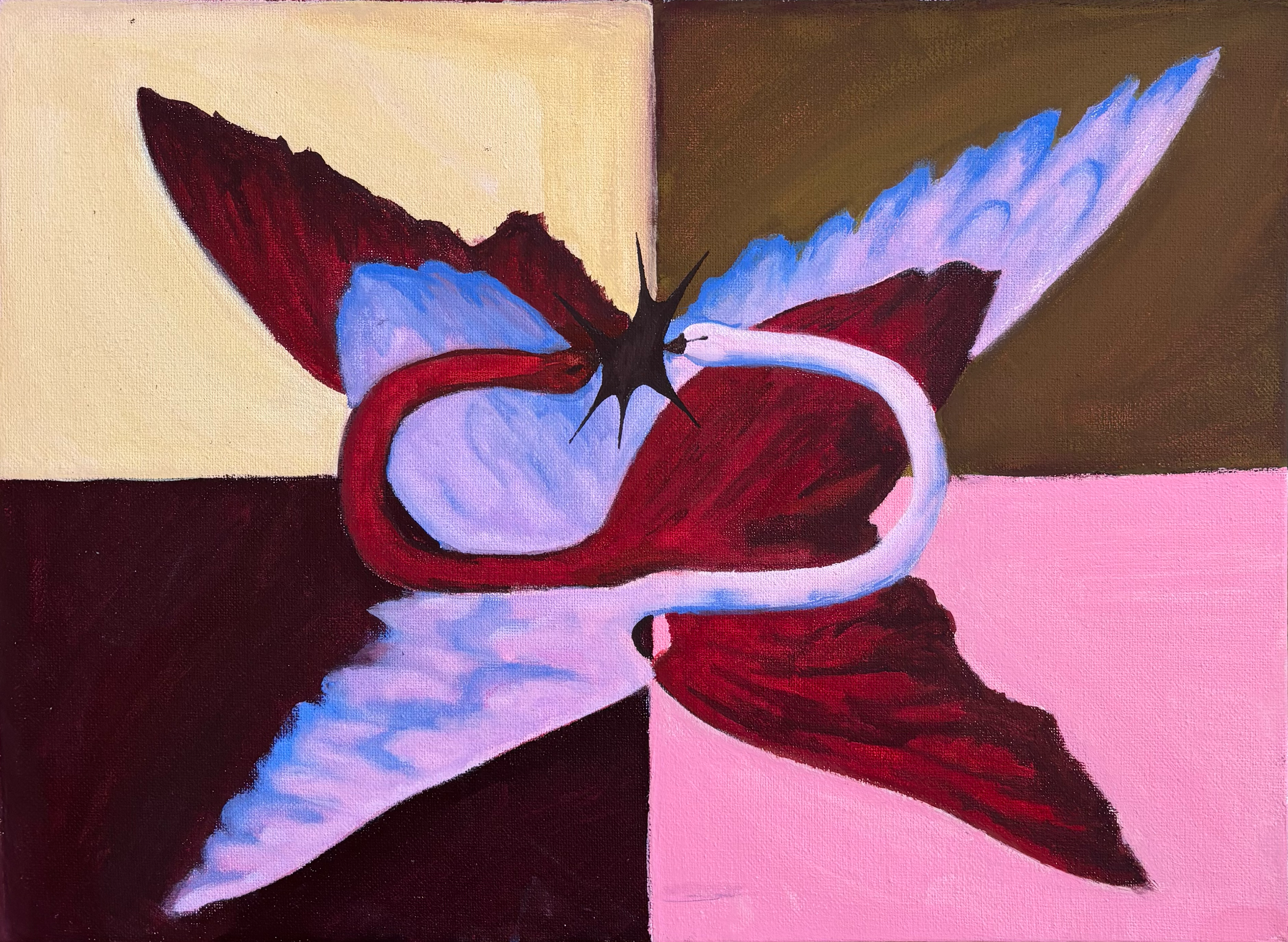 Starcrossed (Pink),  2025, gouache and acrylic, 12" x 16" canvas