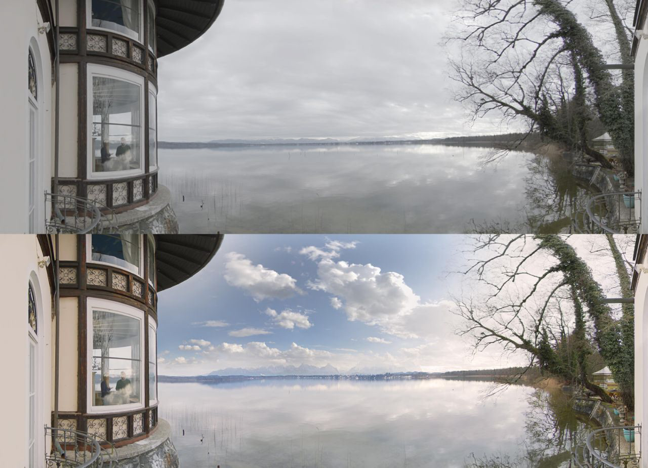 Sky and mountain replacement