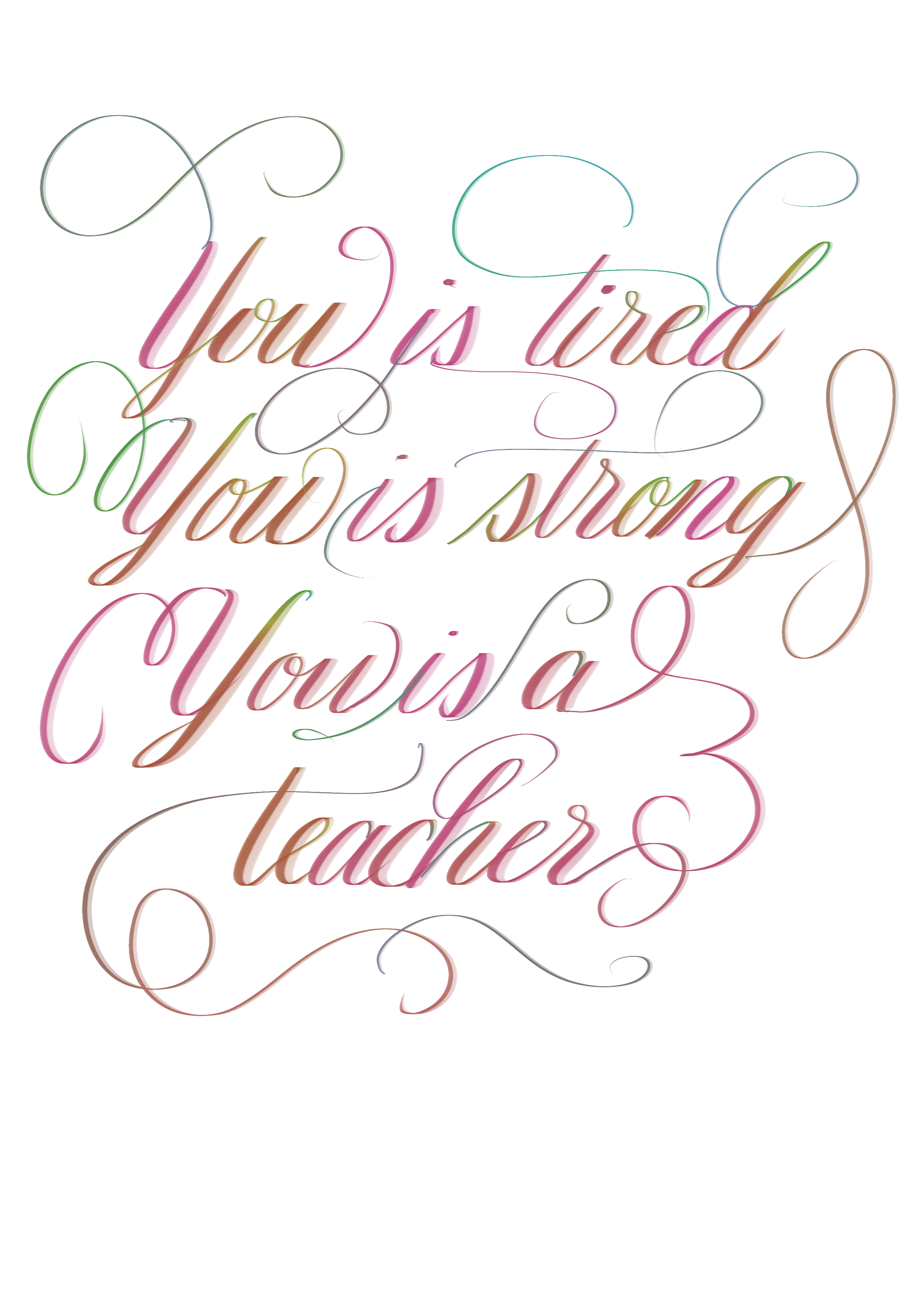 Teacher Calligraphy Card