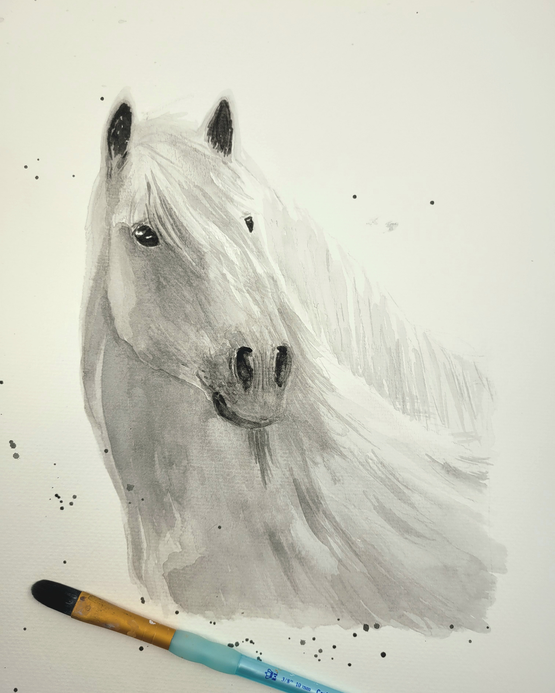 White Horse Watercolor