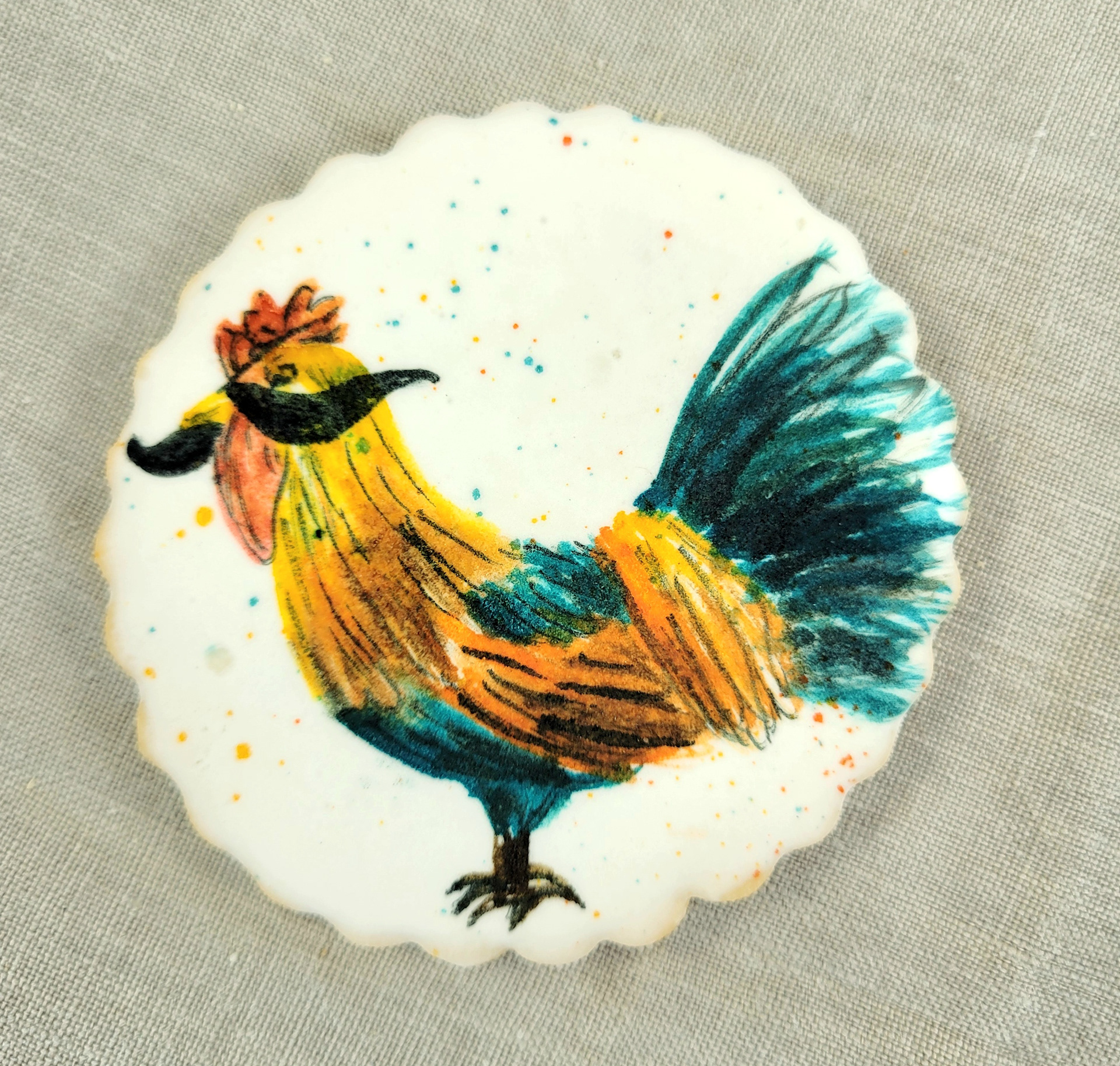 Custom Rooster with Mustache Cookie