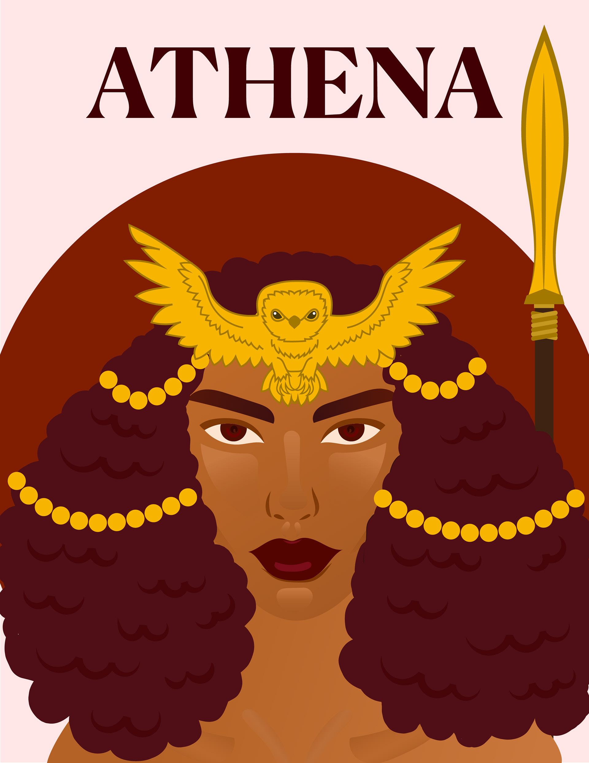 Athena est la déesse de la sagesse, de la guerre stratégique, des arts et des métiers dans la mythologie grecque. Fille de Zeus, elle est souvent représentée coiffée d'un casque, tenant une lance et un bouclier, symbolisant la puissance intellectuelle et la défense éclairée. Elle est vénérée pour son intelligence, son discernement, et son rôle en faveur de la civilisation et de la justice, incarnant la fusion entre la sagesse et la bravoure.
