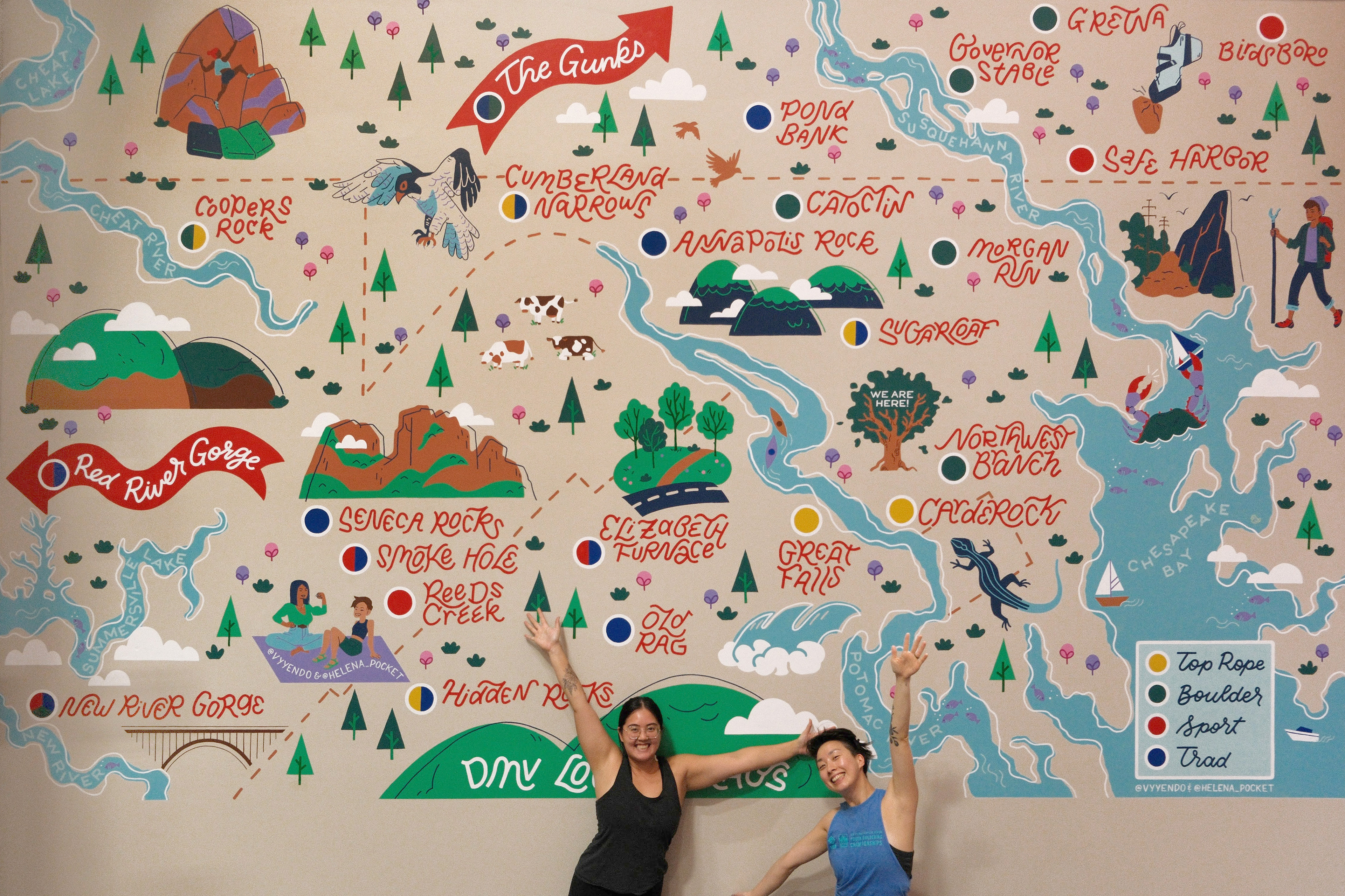 200 sq ft mural painted for Movement Rockville Climbing Gym