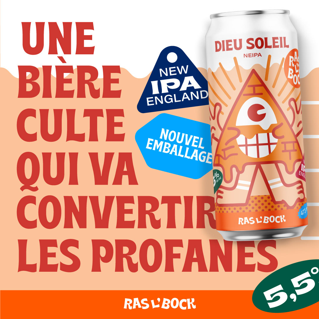 Deux images carrousel pour le lancement de la bière Dieu Soleil (instagram)
