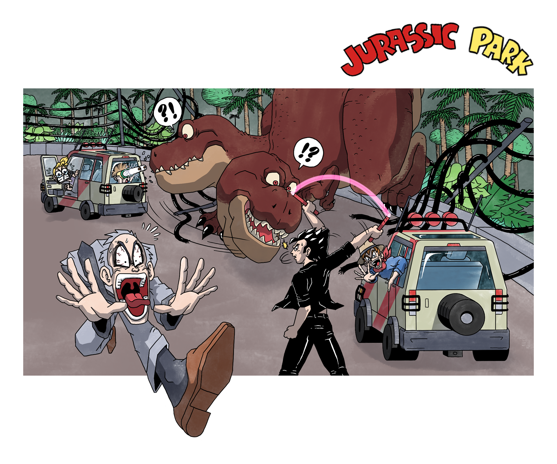 Jurassic Park but in Toriyama style