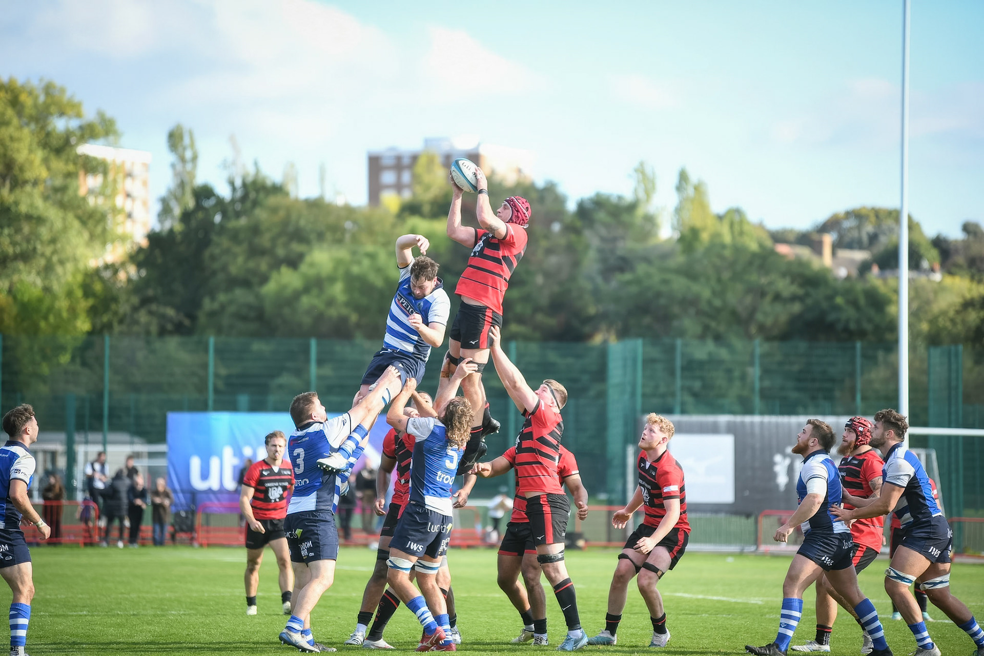 Images from the National League 1 match between Blackheath RFC v Darlington Mowden Park RFC at Westhorne Avenue / Briset Road, Westhorne Avenue, Well Hall, Royal Borough of Greenwich, London, Greater London, England, SE9 6JU, United Kingdom , London on 05/10/2024