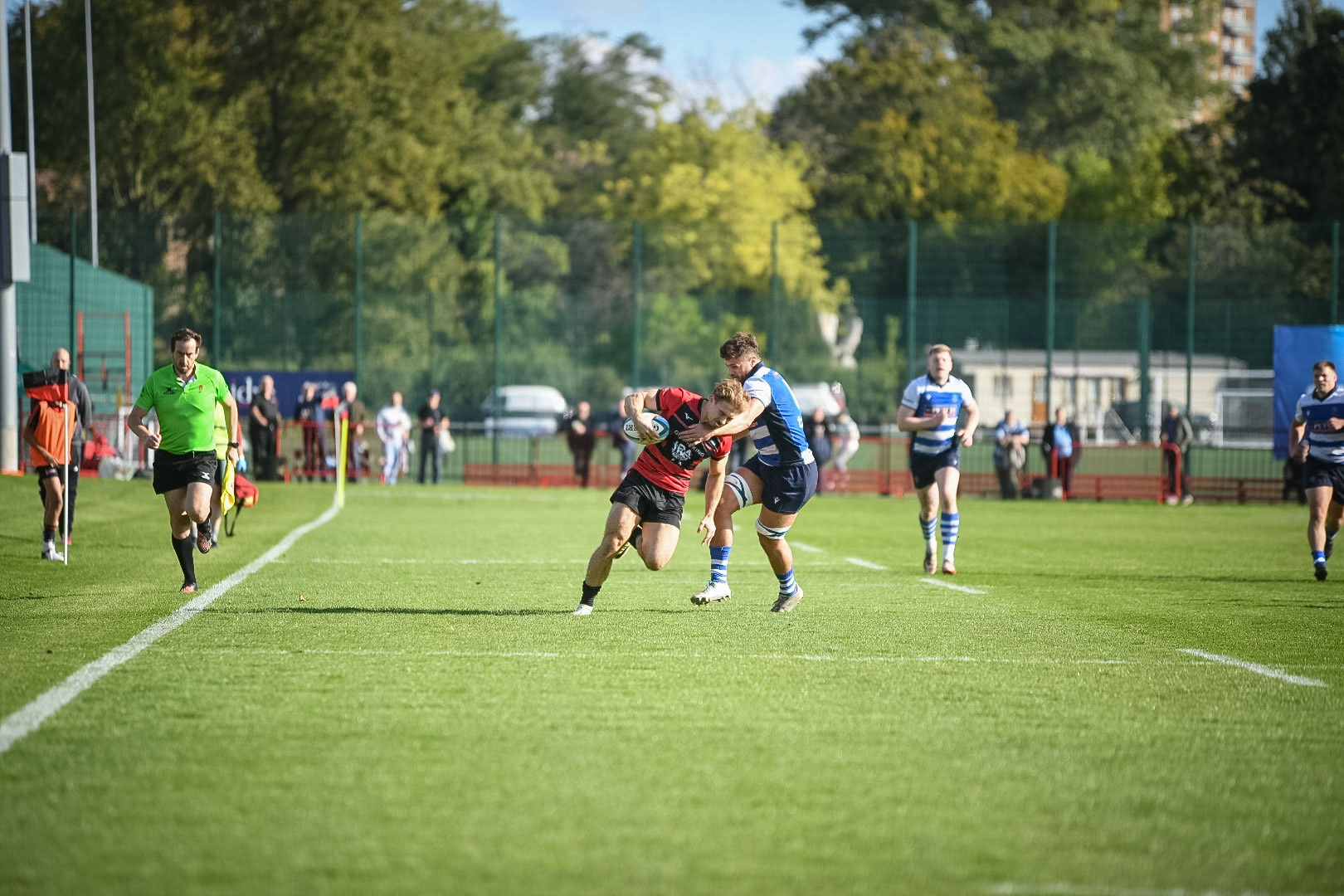 Images from the National League 1 match between Blackheath RFC v Darlington Mowden Park RFC at Westhorne Avenue / Briset Road, Westhorne Avenue, Well Hall, Royal Borough of Greenwich, London, Greater London, England, SE9 6JU, United Kingdom , London on 05/10/2024