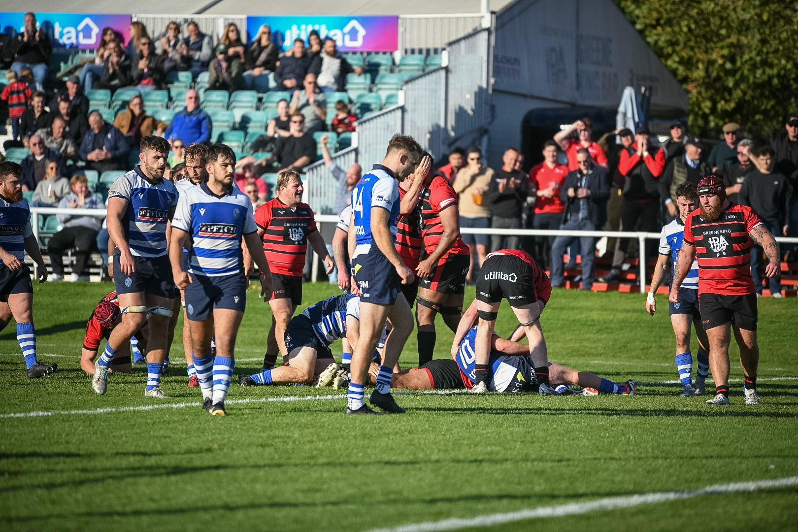 Images from the National League 1 match between Blackheath RFC v Darlington Mowden Park RFC at Westhorne Avenue, Well Hall, Royal Borough of Greenwich, London, Greater London, England, SE9 6JU, United Kingdom , London on 05/10/2024