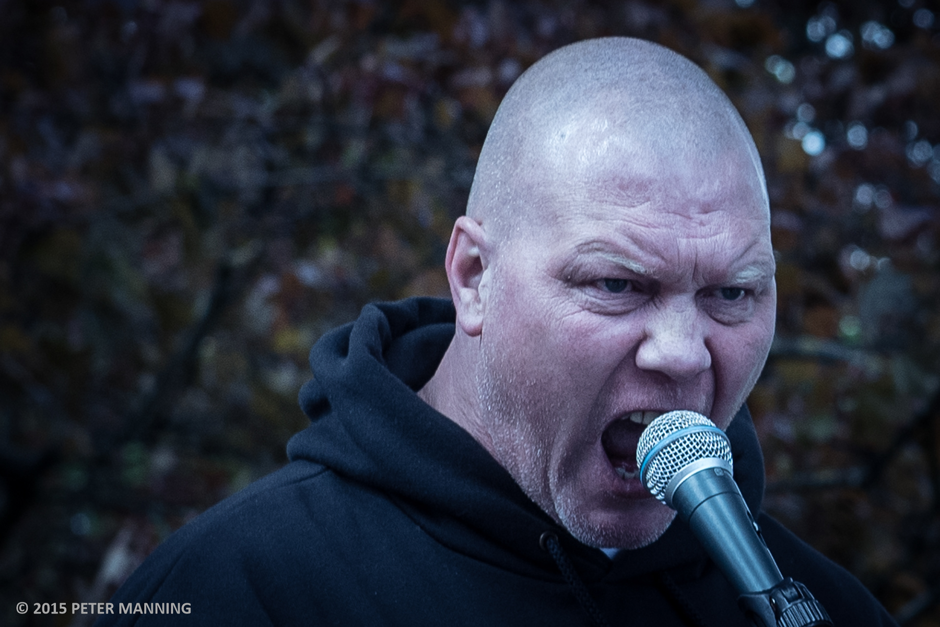 An English Defence League supporter at a rally in Walthamstow, London.