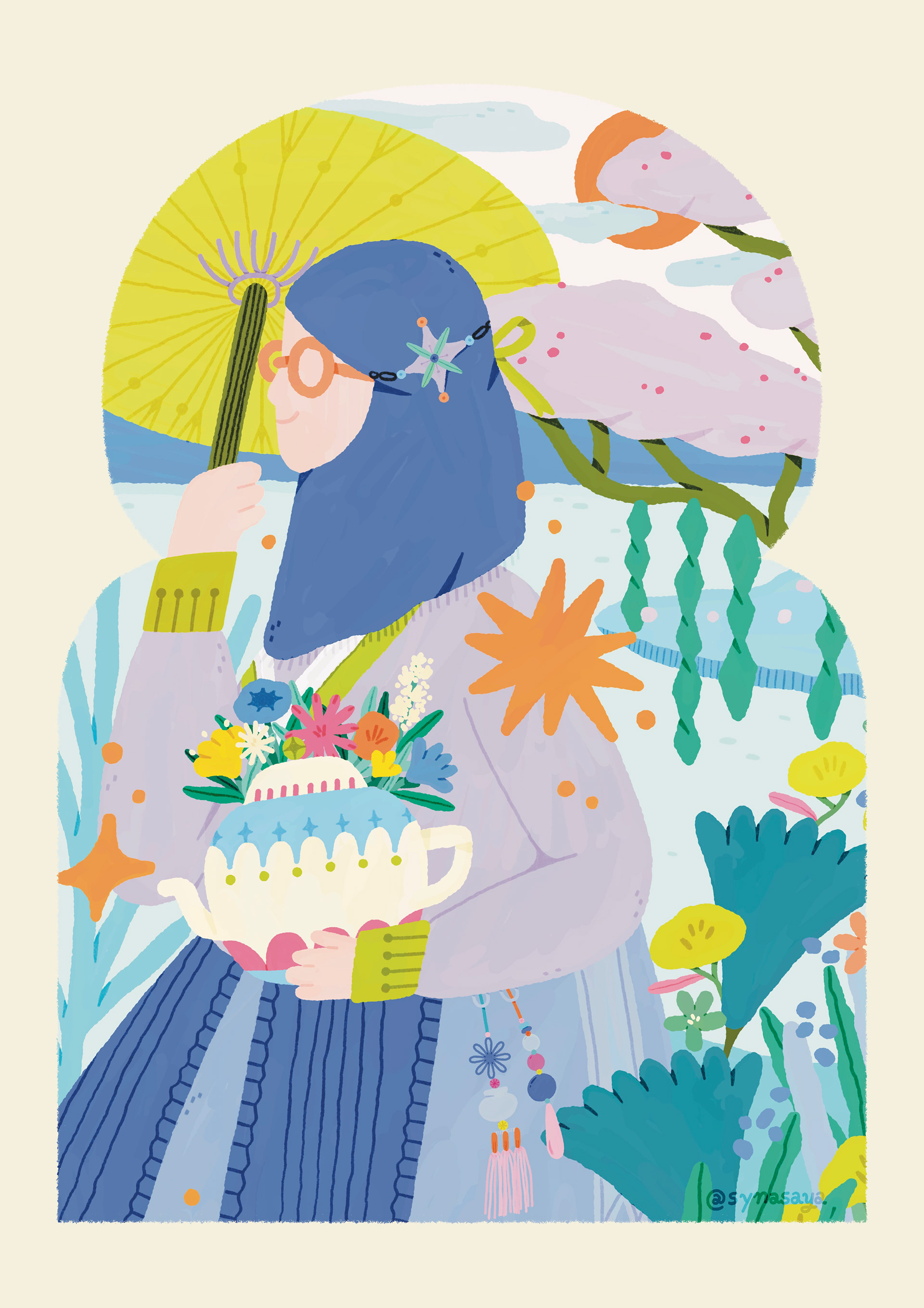 self-portrait of a hijabi girl wearing a traditional korean hanbok