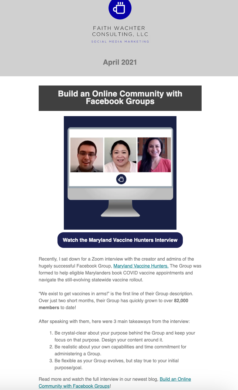 Led agency newsletter, 2021 (Faith Wachter Consulting, LLC)
