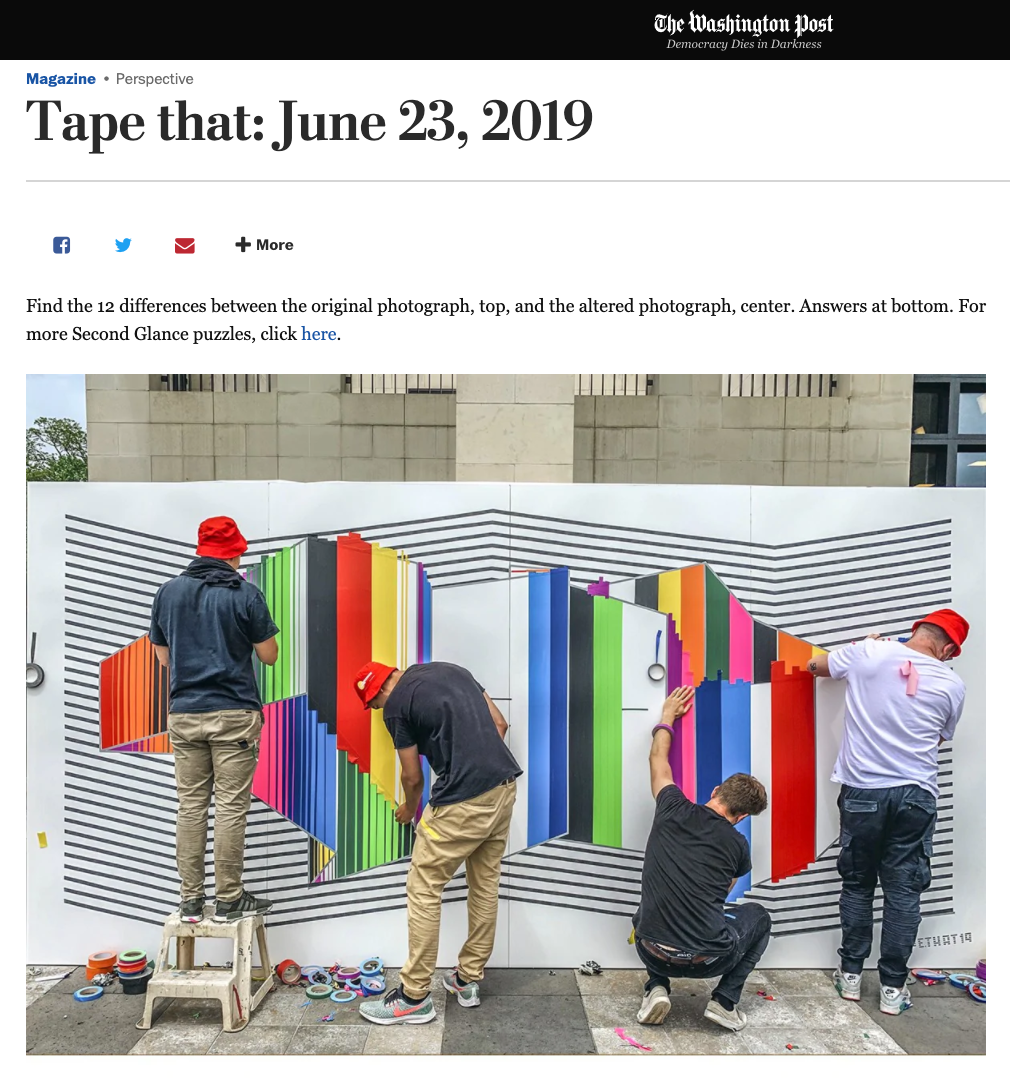Washington Post feature: Members of the Tape That art collective creating a mural at the European Union Open House at the German Embassy in D.C. in 2019.
