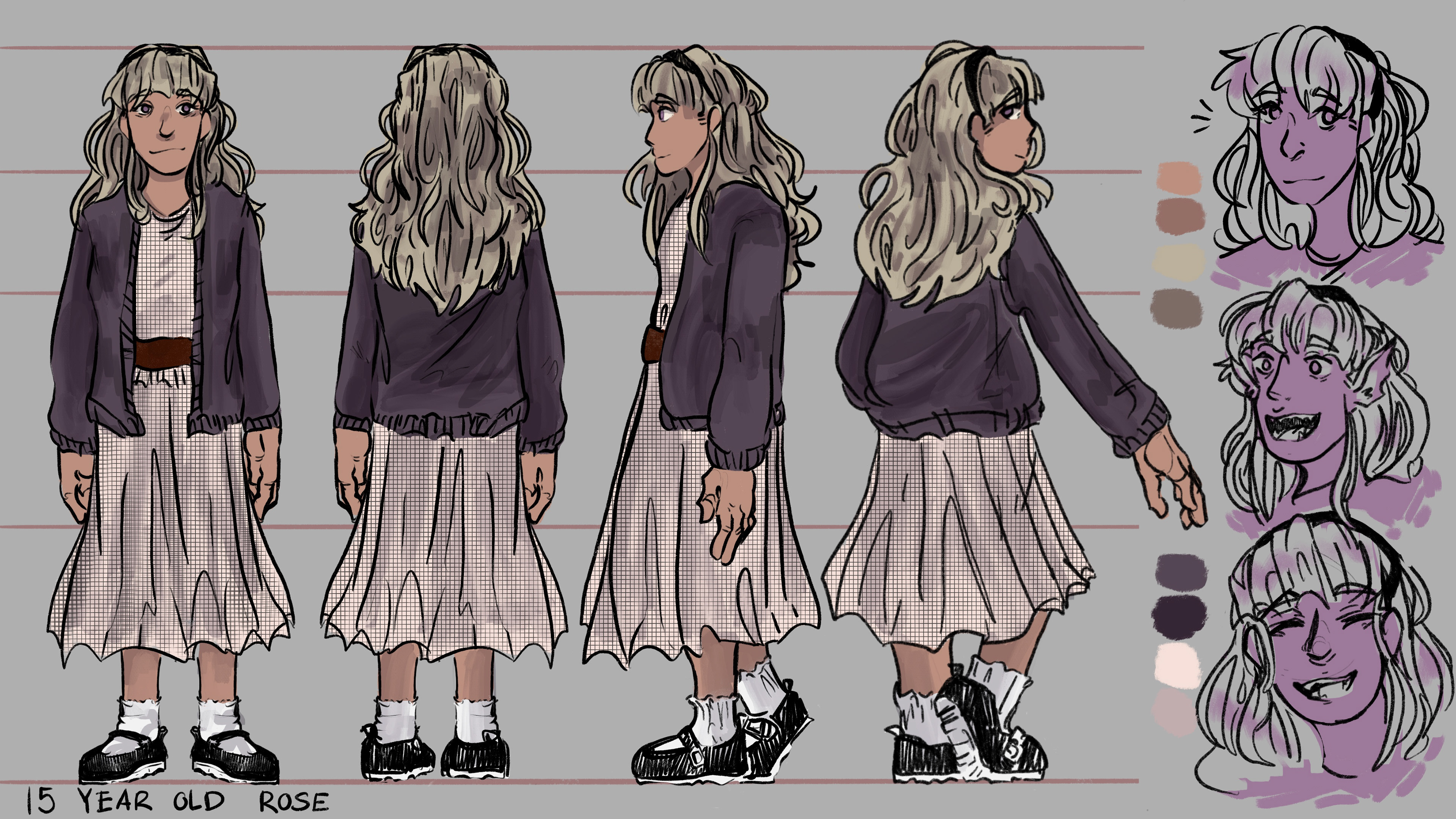 Comic Character sheet for Young Rose