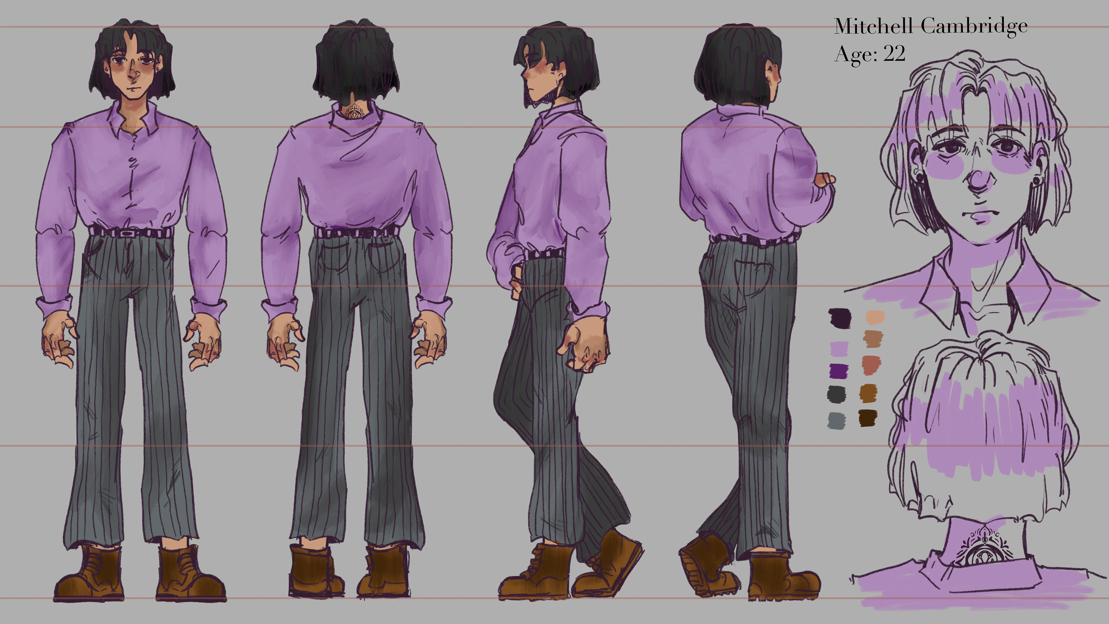 Comic Character sheet for Mitchell