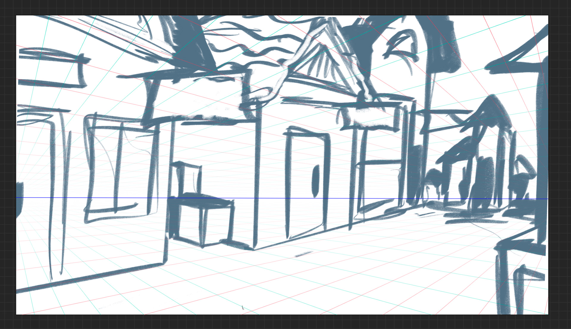 Environment concept sketch of village