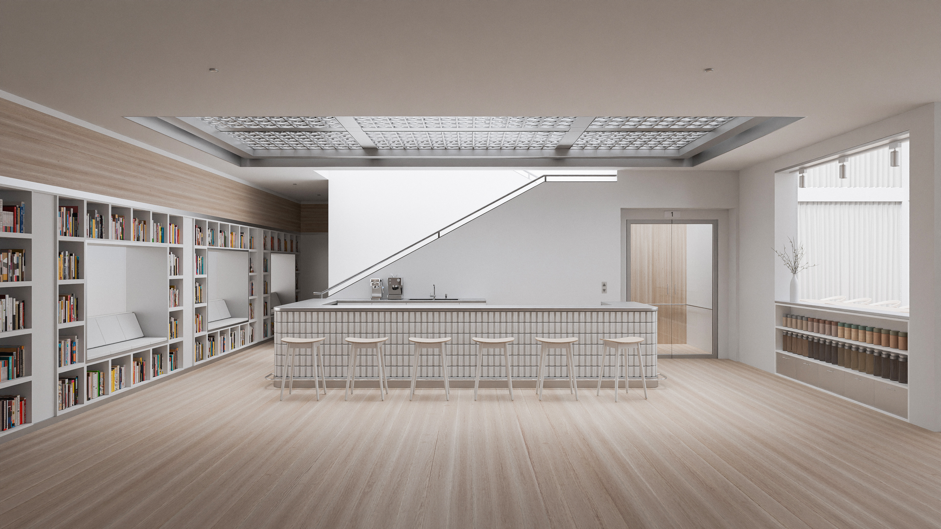 1F - Cafe & Library