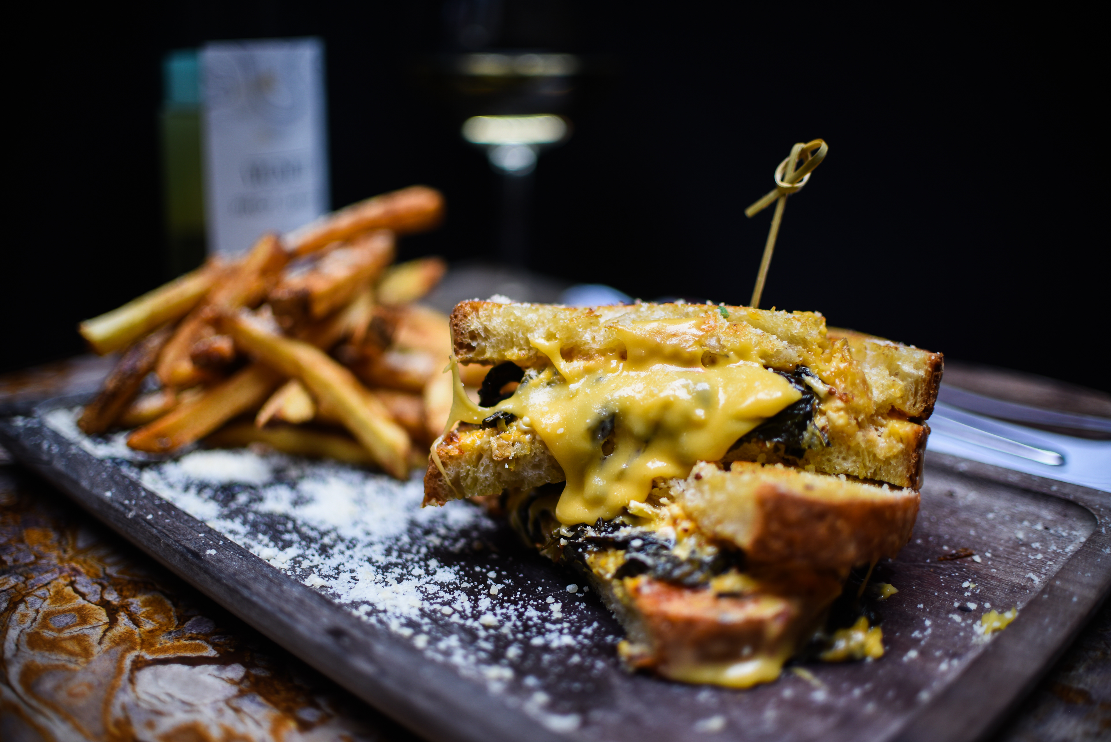 AGED CHEDDAR GRILLED CHEESE Braised Greens & Black Garlic (VEGETARIAN)