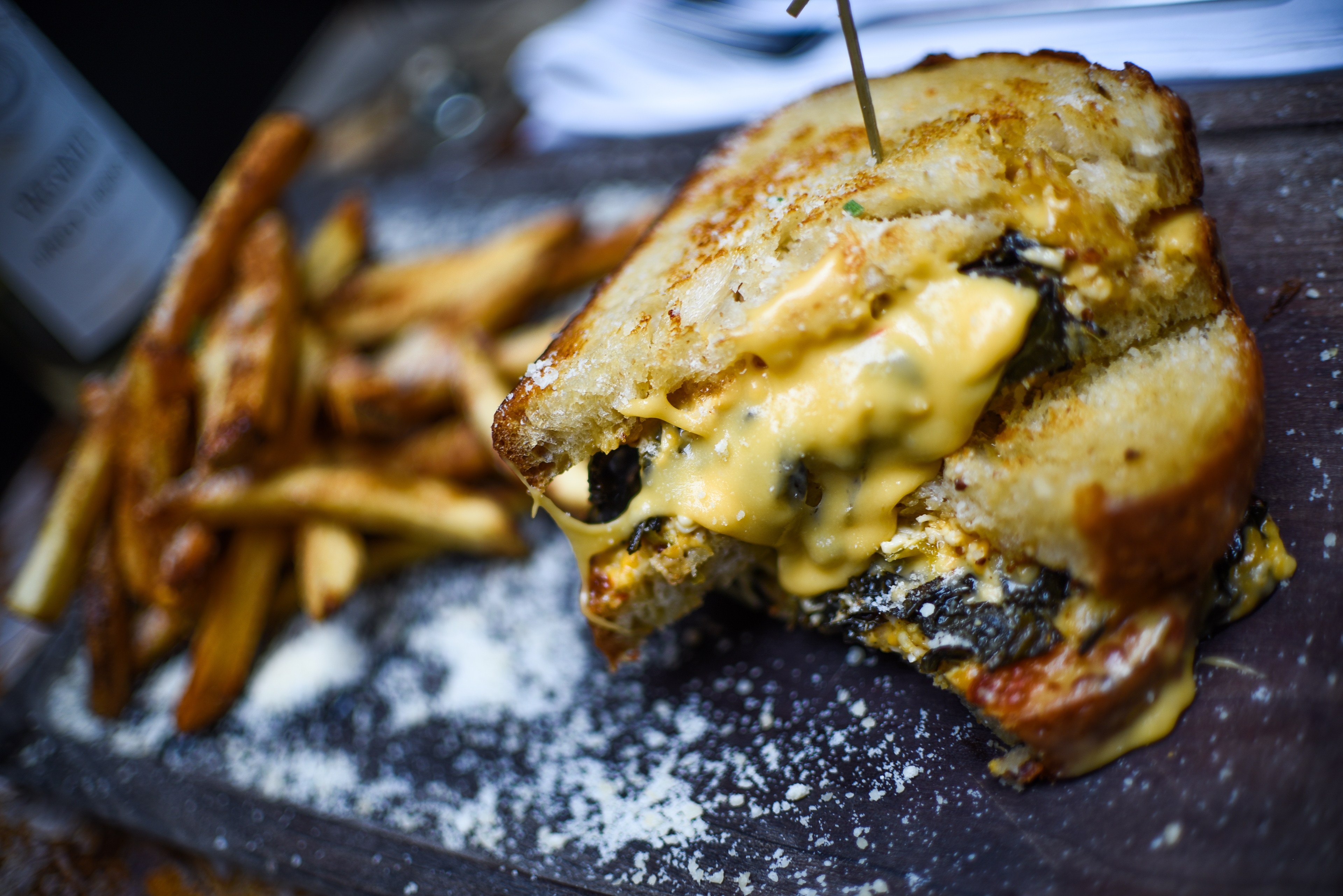 AGED CHEDDAR GRILLED CHEESE Braised Greens & Black Garlic (VEGETARIAN)