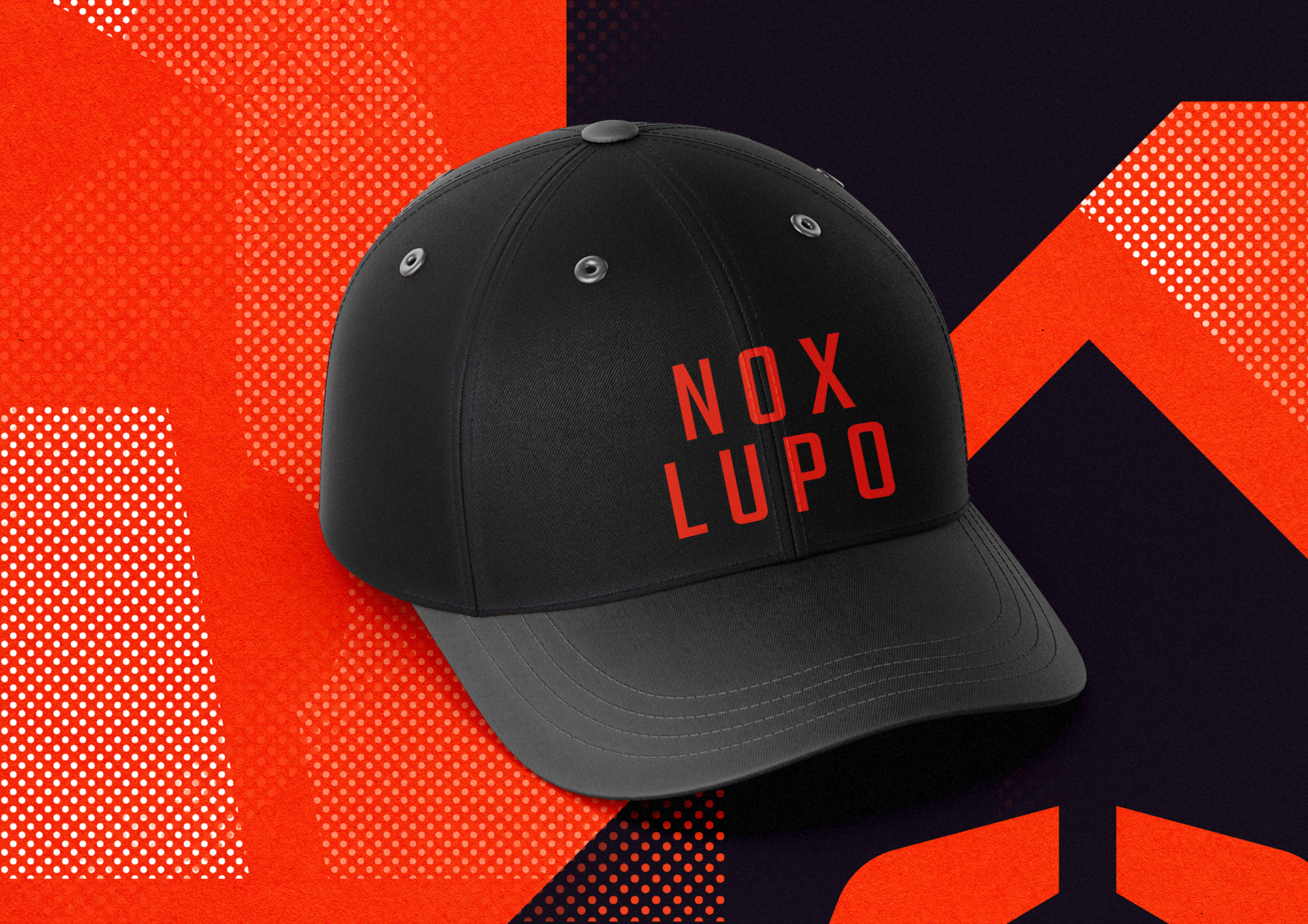 Nox Lupo Black Baseball Cap with Vermillion Logotype