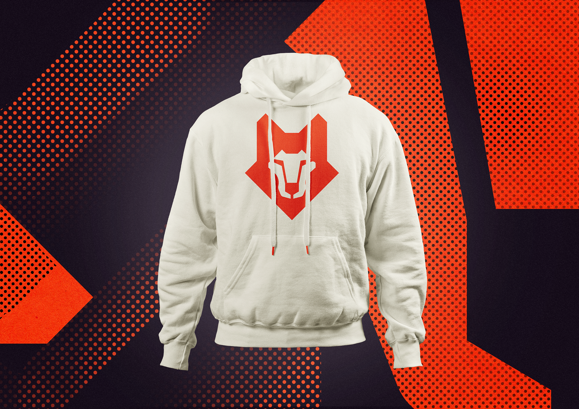 Nox Lupo White Hoodie with Vermillion Color Logo
