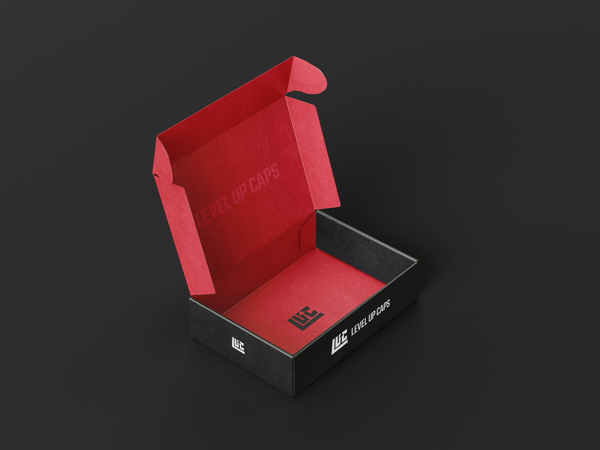 LEVEL UP CAPS Packaging Box Opened
