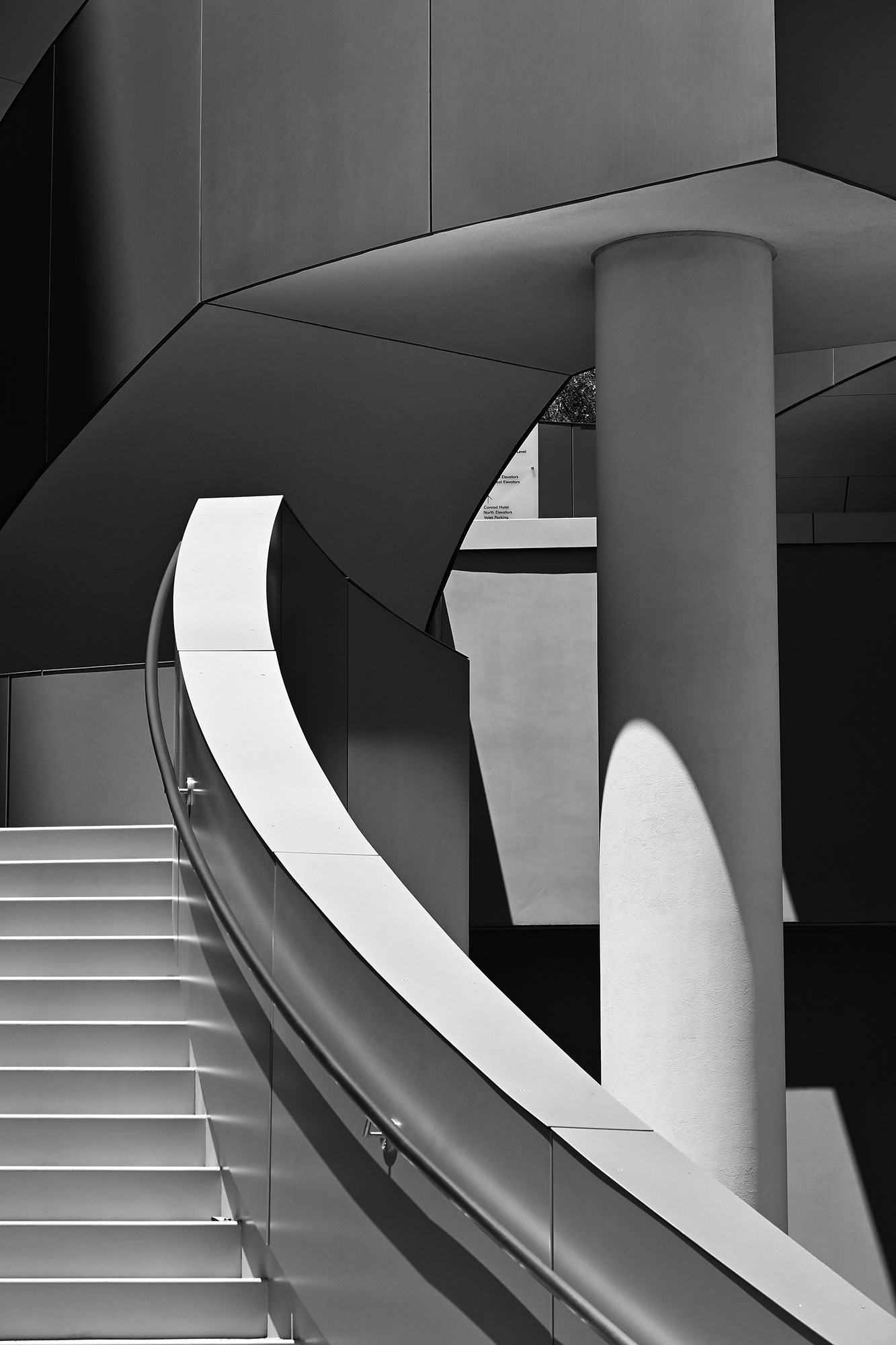 Stairs at the Grand  Residences, Los Angeles, black and white photograph