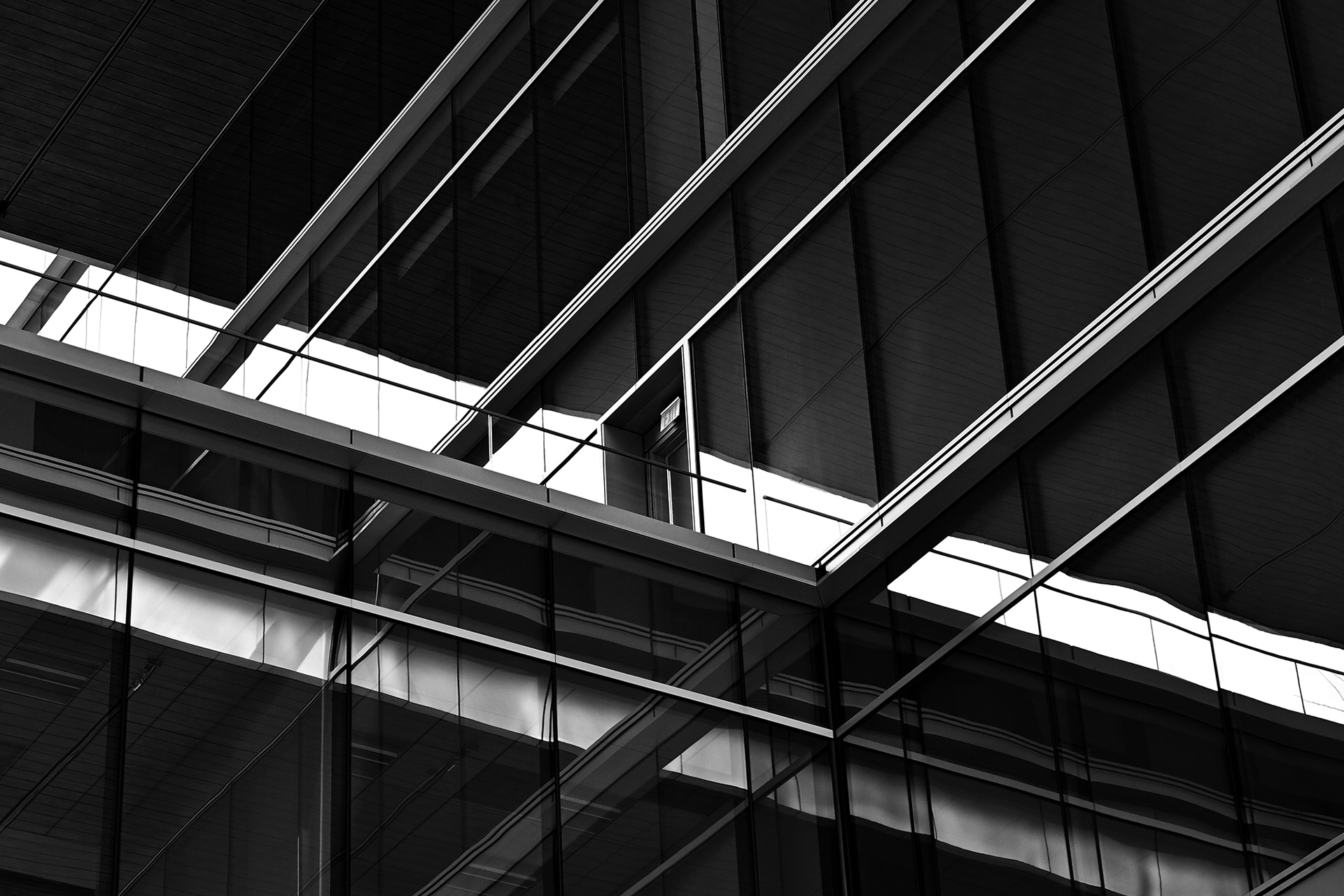 The Boardwalk Office Buidling Detail, black and white photograph