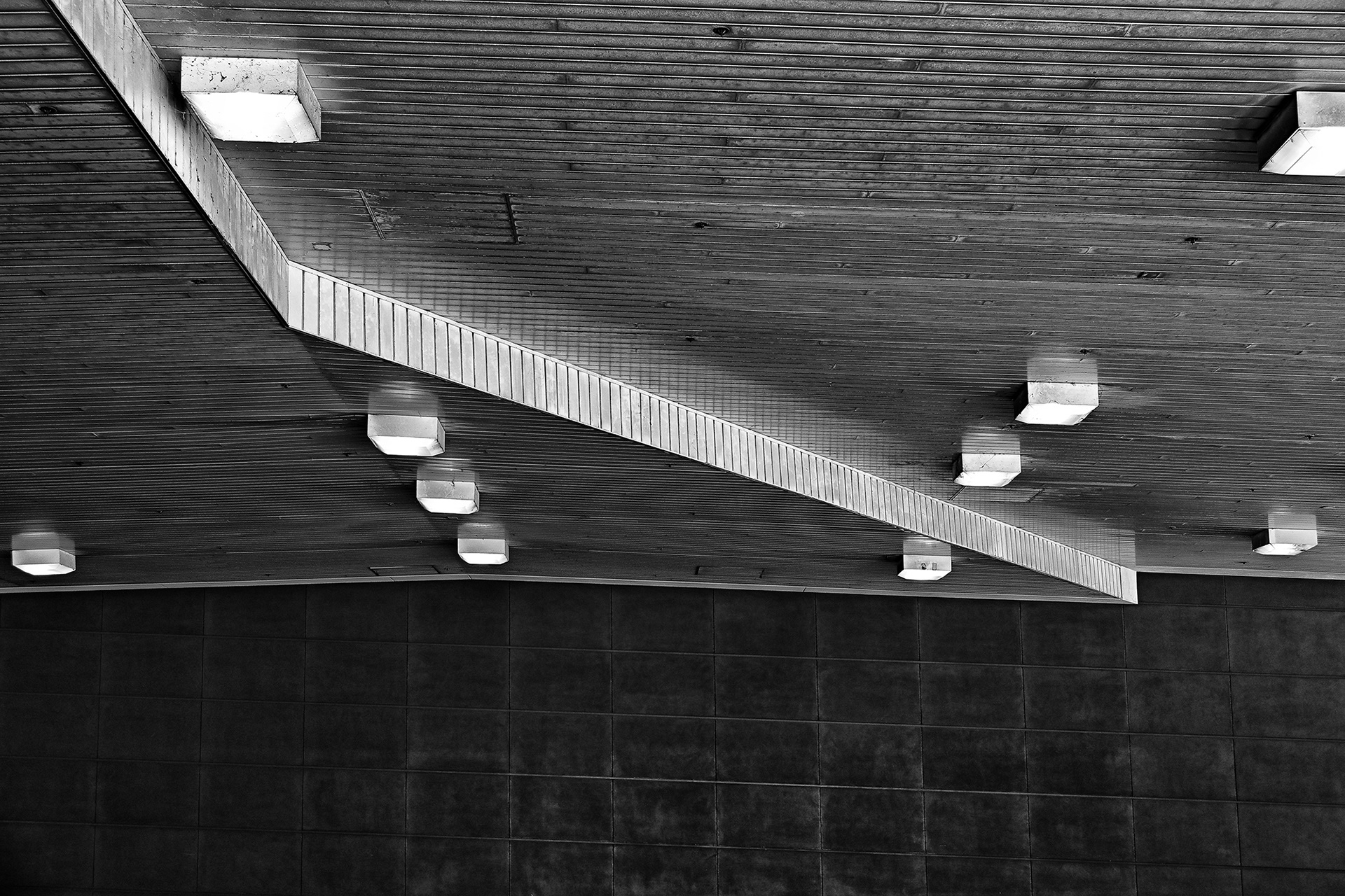 Olive Street Underpass, black and white photograph