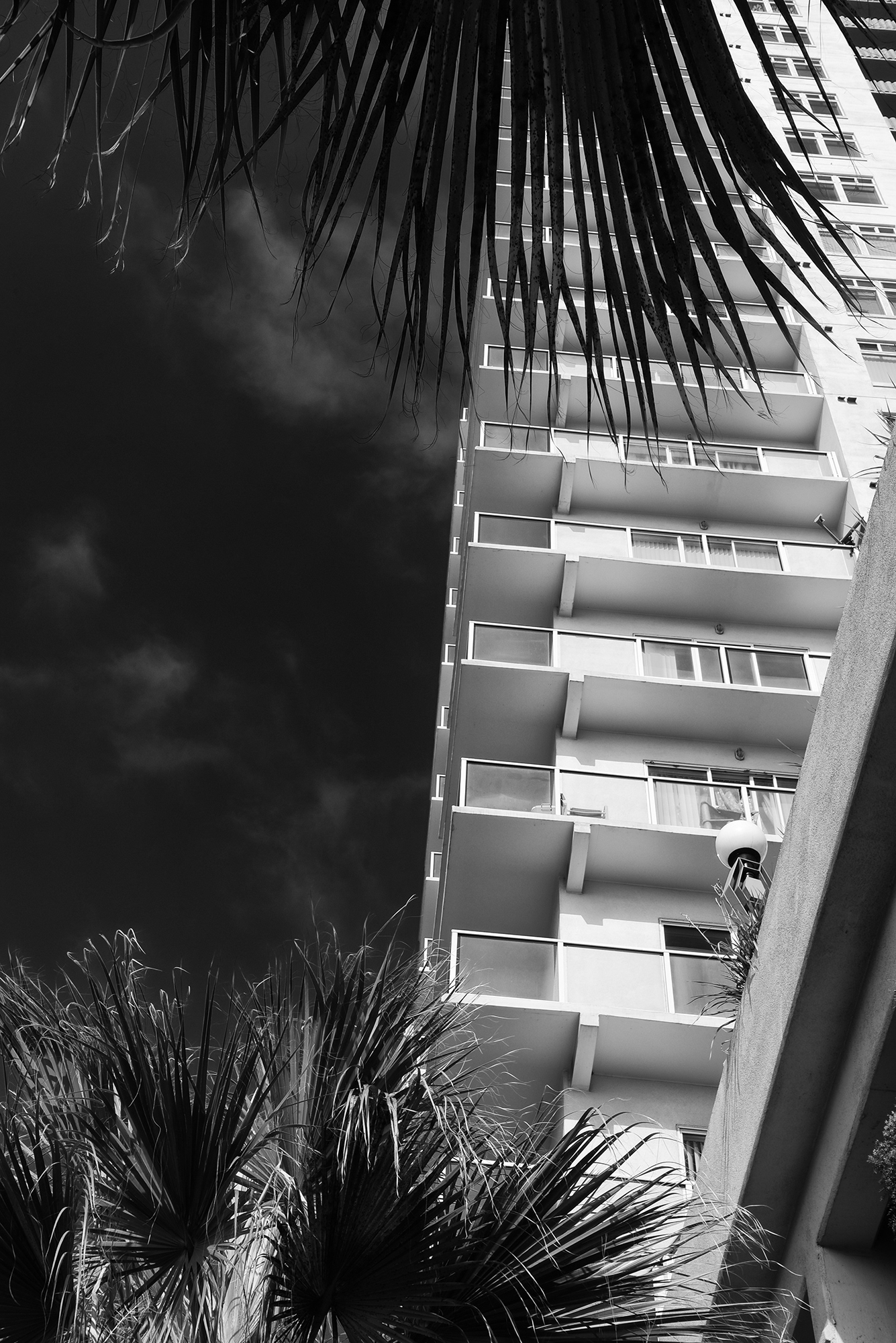 Apartment Balconies, Long Beach, black and white photograph