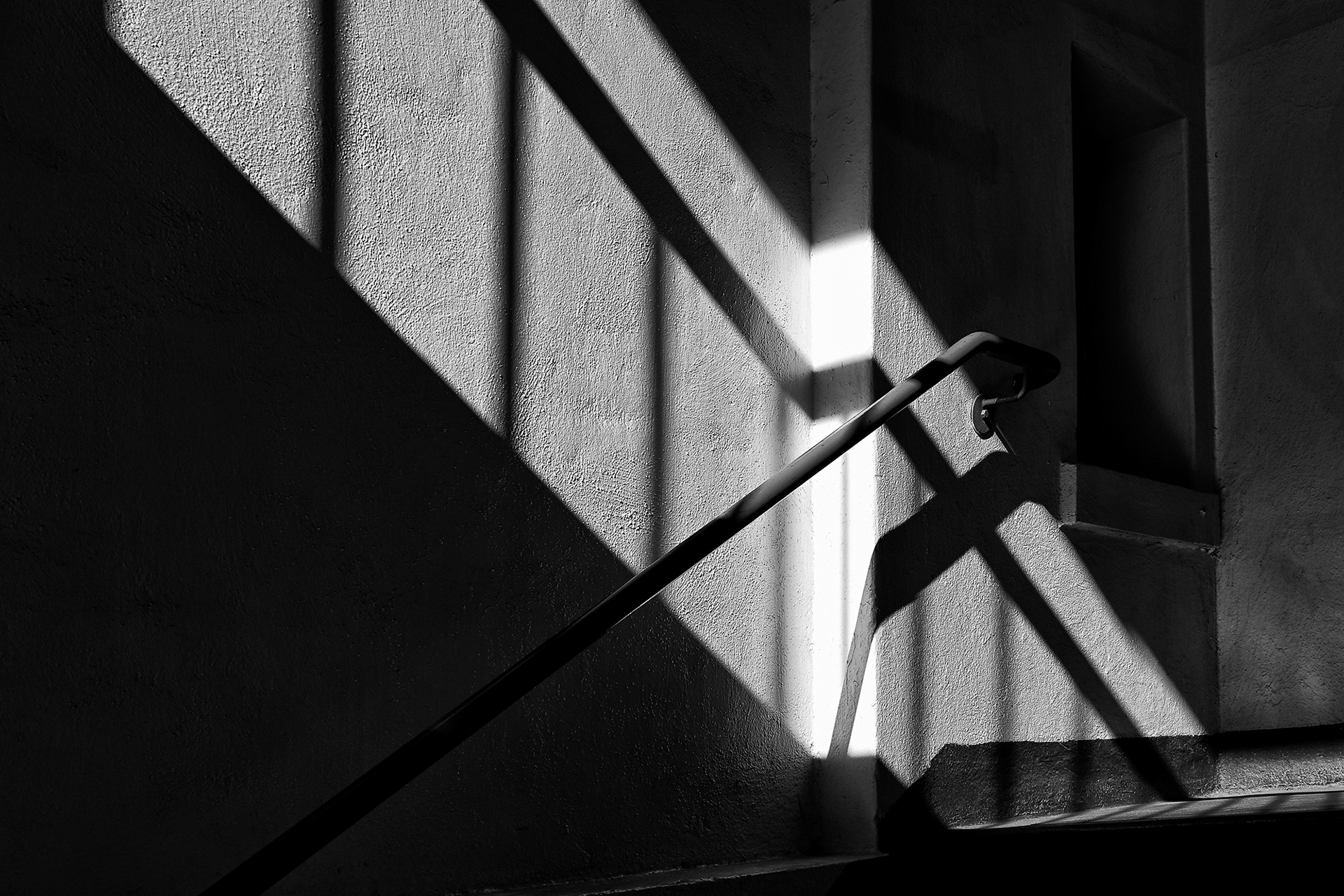 Villa del Sol  Stairwell, black and white photograph