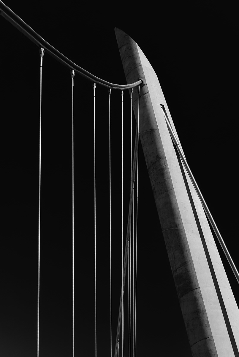 Pedestrian Bridge detail, San Diego, black and white photograph