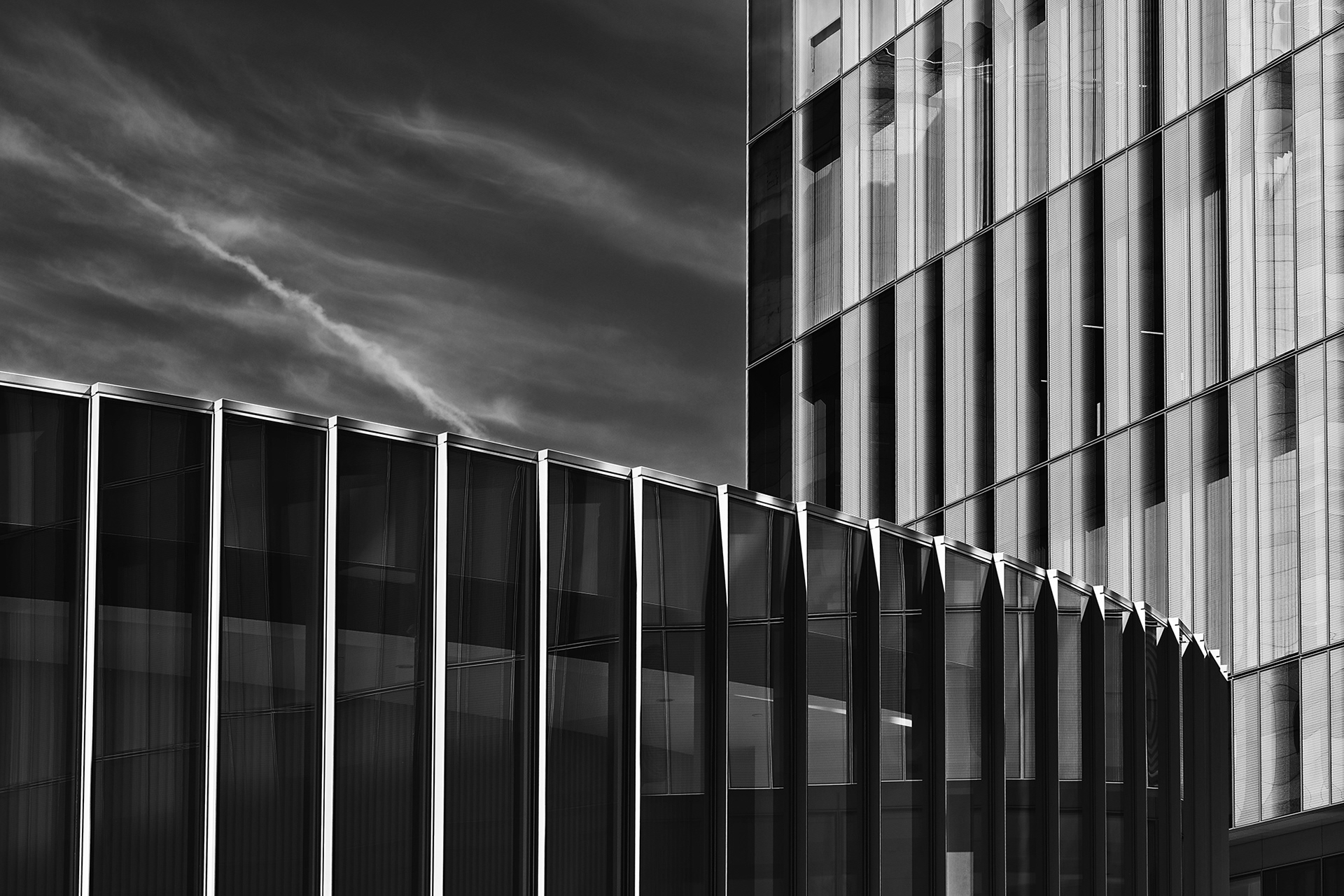 Long Beach City Hall and Council Chambers, black and white photograph