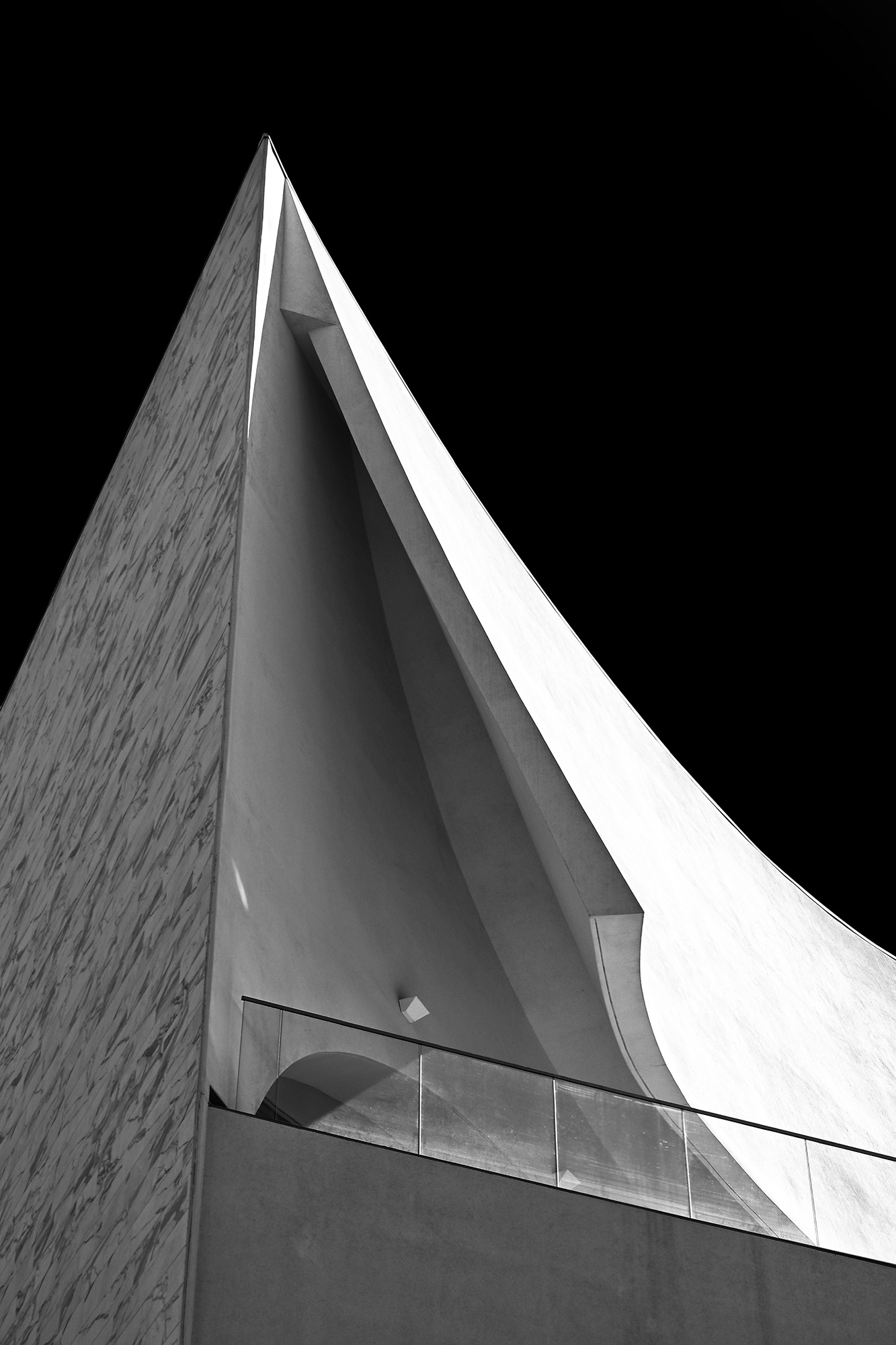 Main Library building detail, downtown Riverside, black and white photograph