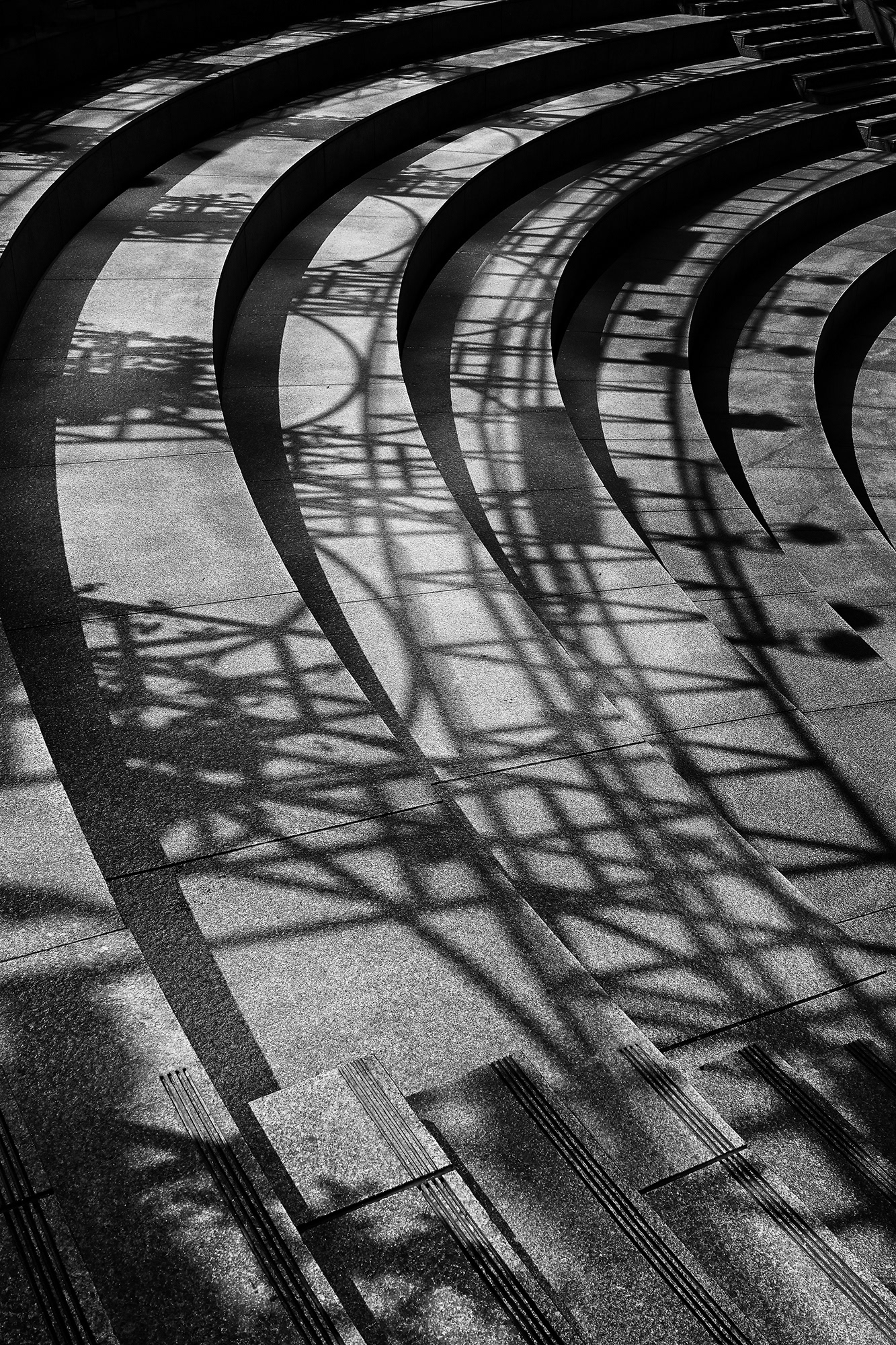 Amphitheater, at California Plaza Park, Bunker Hill, black and white photograph