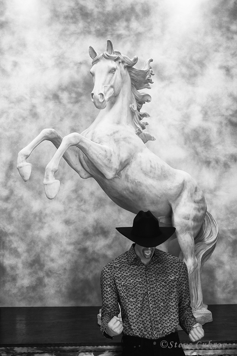 Mannequin and Horse Statue, El Vaquero
