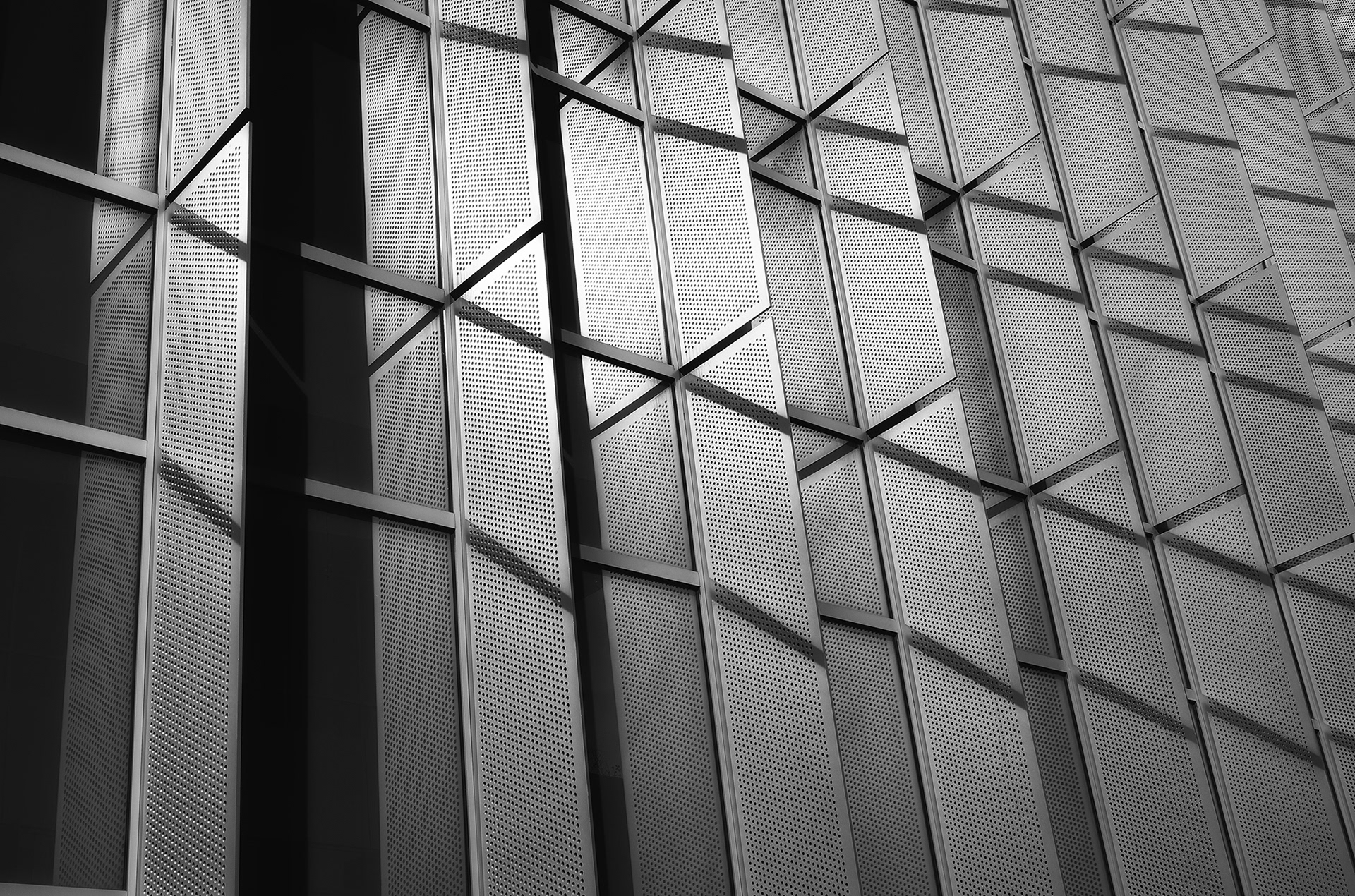 Architectural Detail at Santiago Canyon College, SCC, black and white photograph