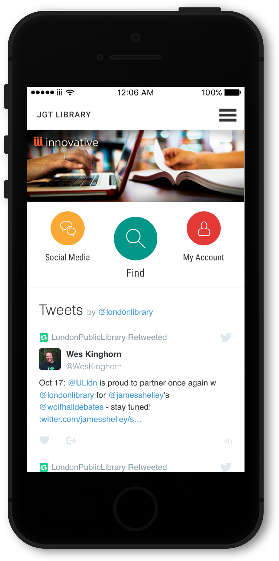 Home screen of MyLibrary!