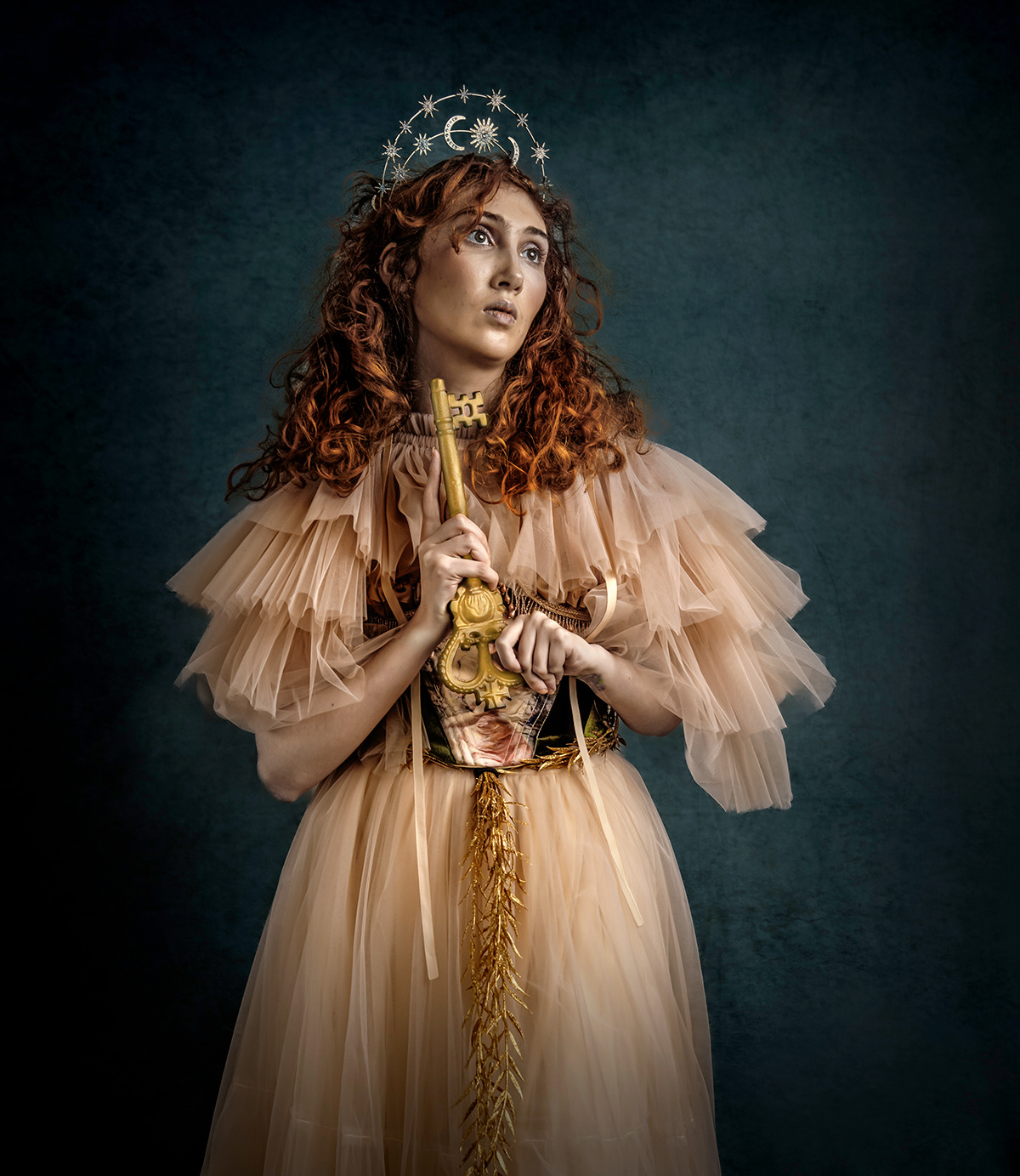 Girl with golden key