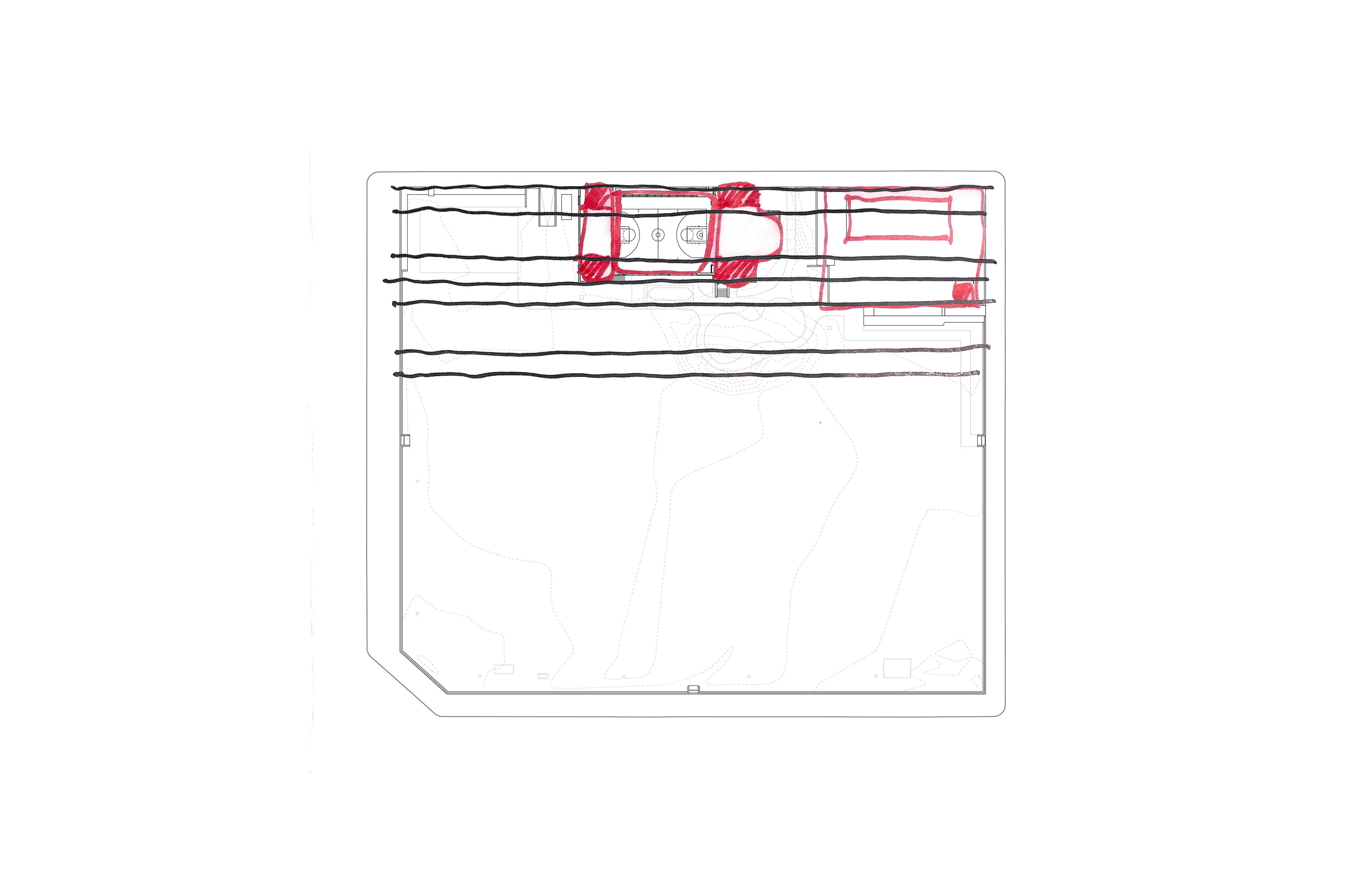 lines of structure pulled from existing building