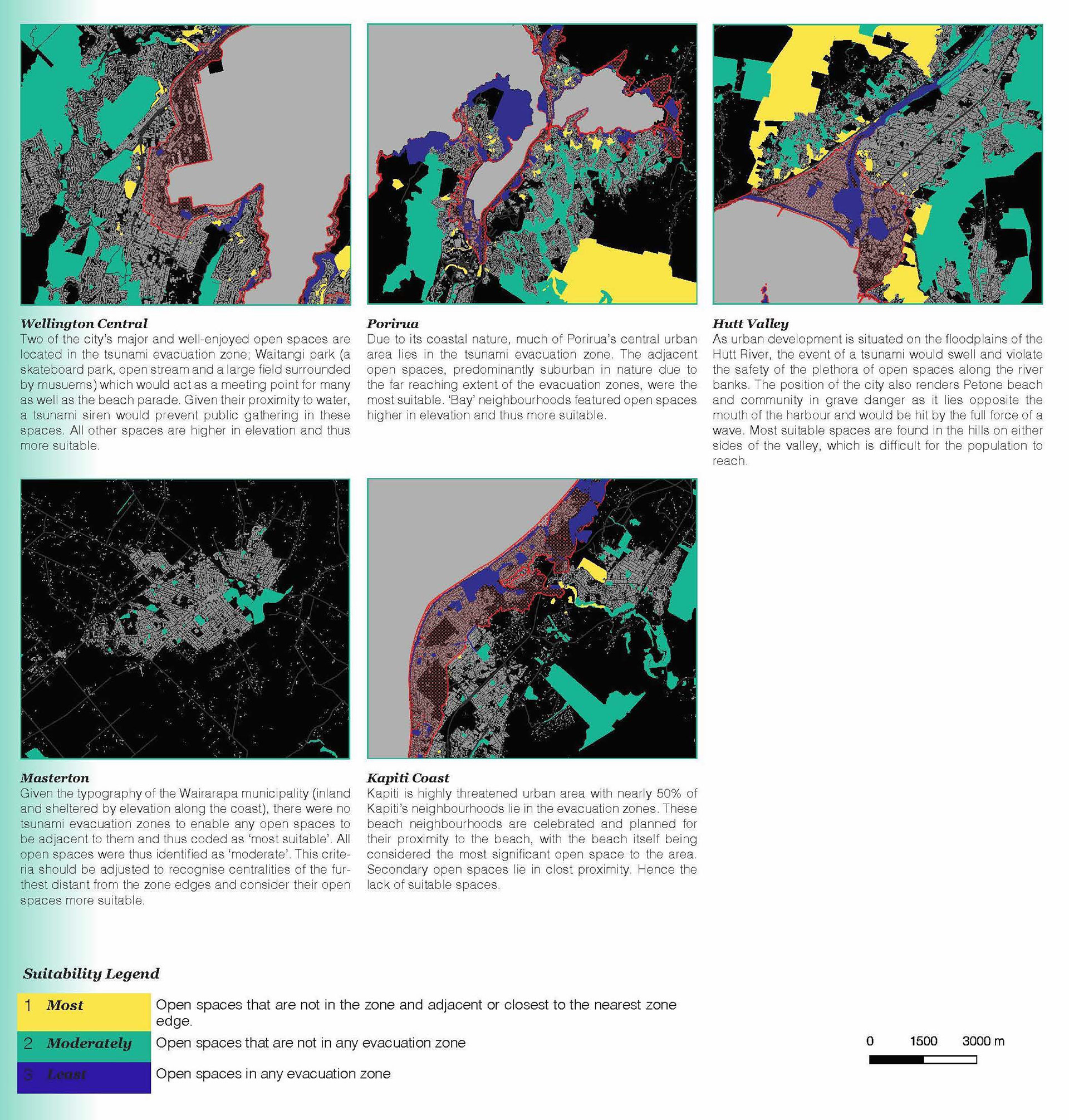 Detail of open spaces in 5 urban centers under tsunami threat